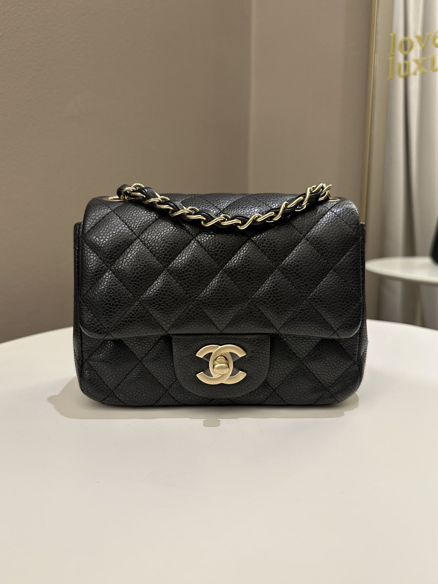 Luxury Chanel Classic Quilted Mini Square Black Caviar