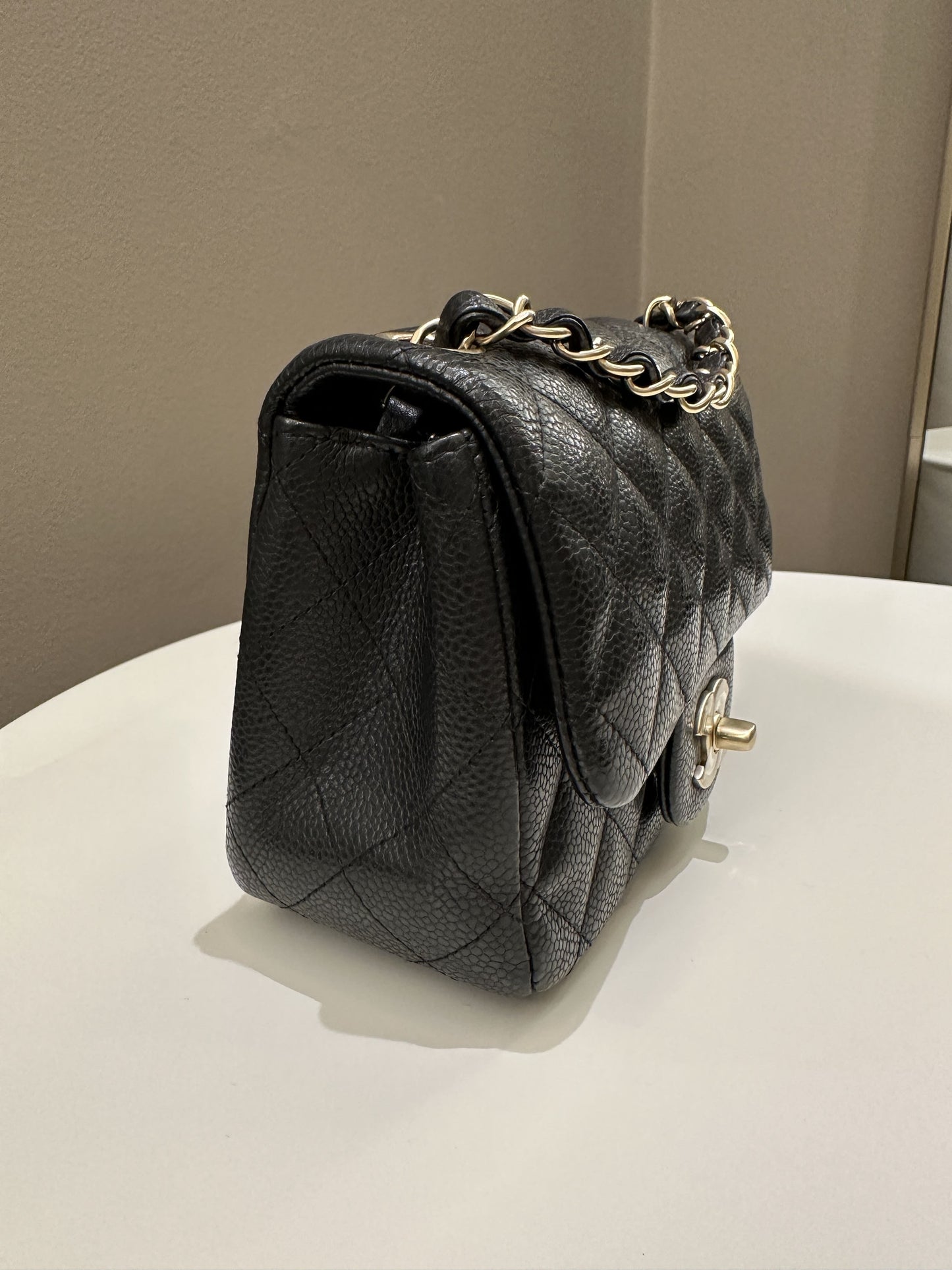 Luxury Chanel Classic Quilted Mini Square Black Caviar