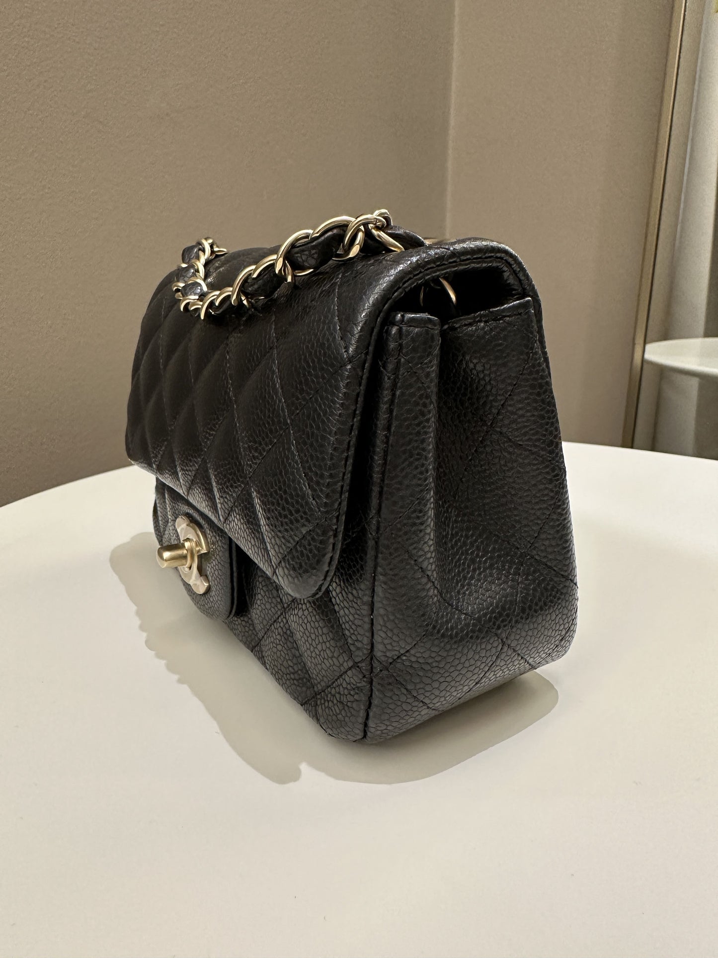 Luxury Chanel Classic Quilted Mini Square Black Caviar