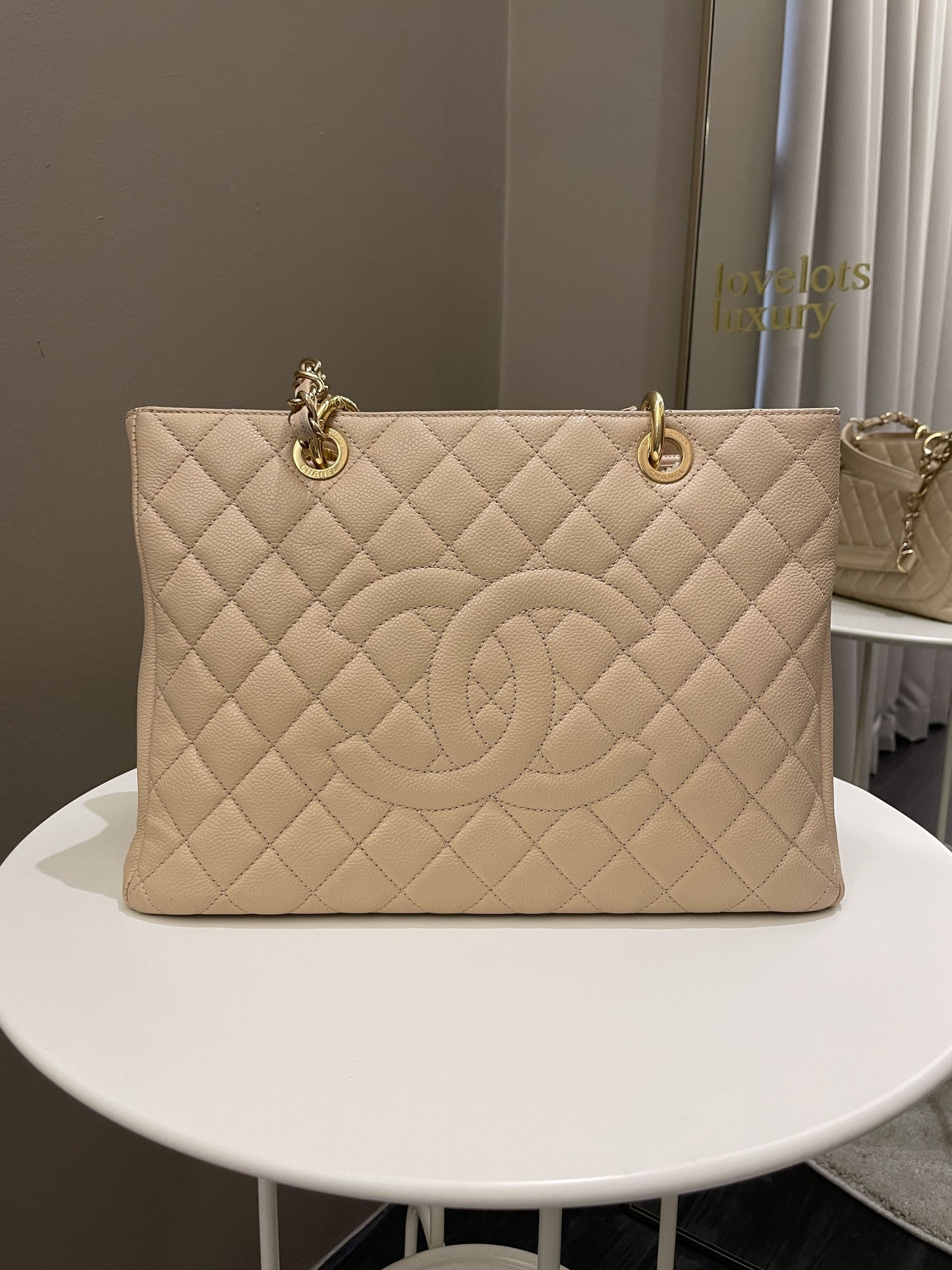 Luxury Chanel Classic Quilted GST Beige Caviar