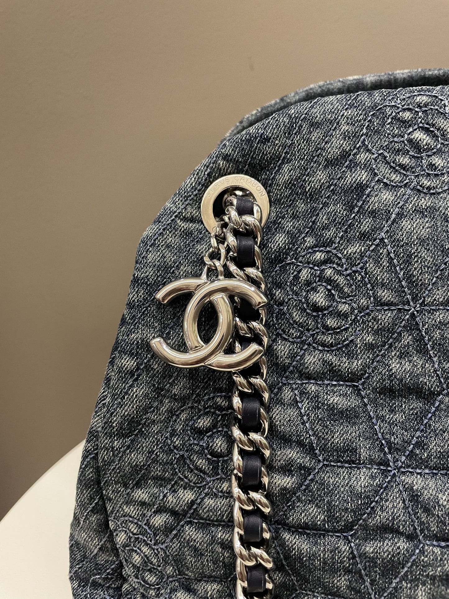 Luxury Chanel Camellia Mademoiselle Bag Blue Denim