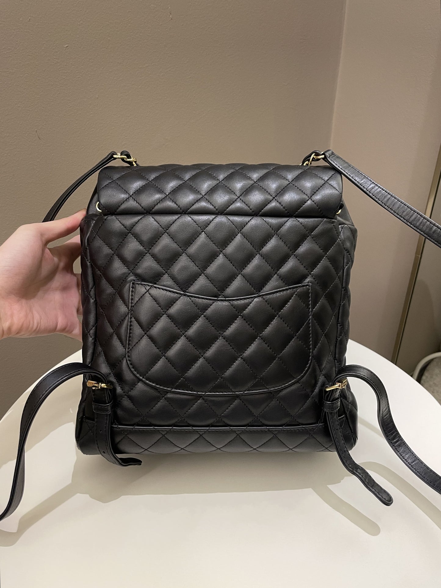Luxury Chanel Quilted Urban Spirit Backpack Black Calfskin