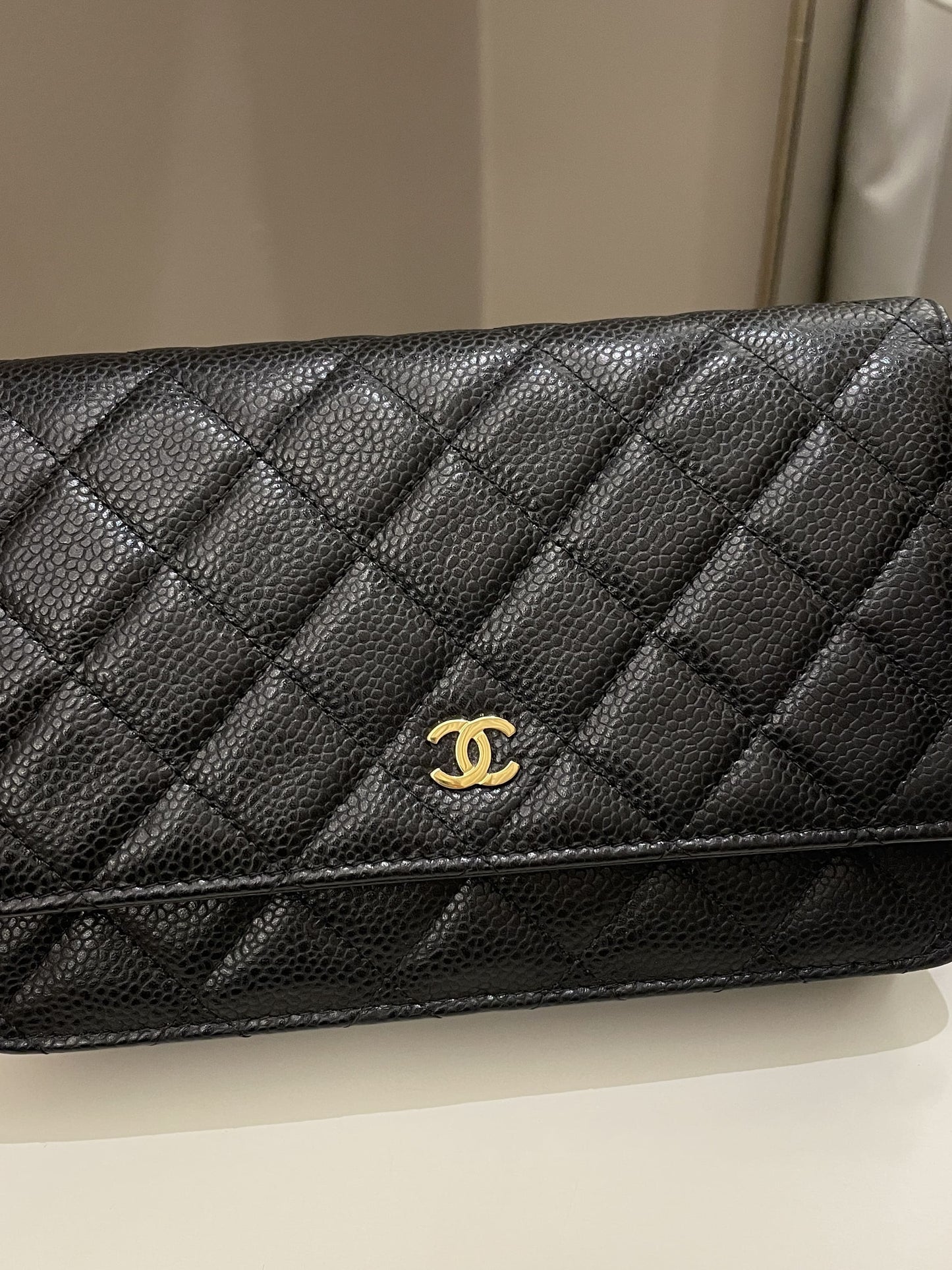 Luxury Chanel Classic Quilted Wallet on Chain Black Caviar