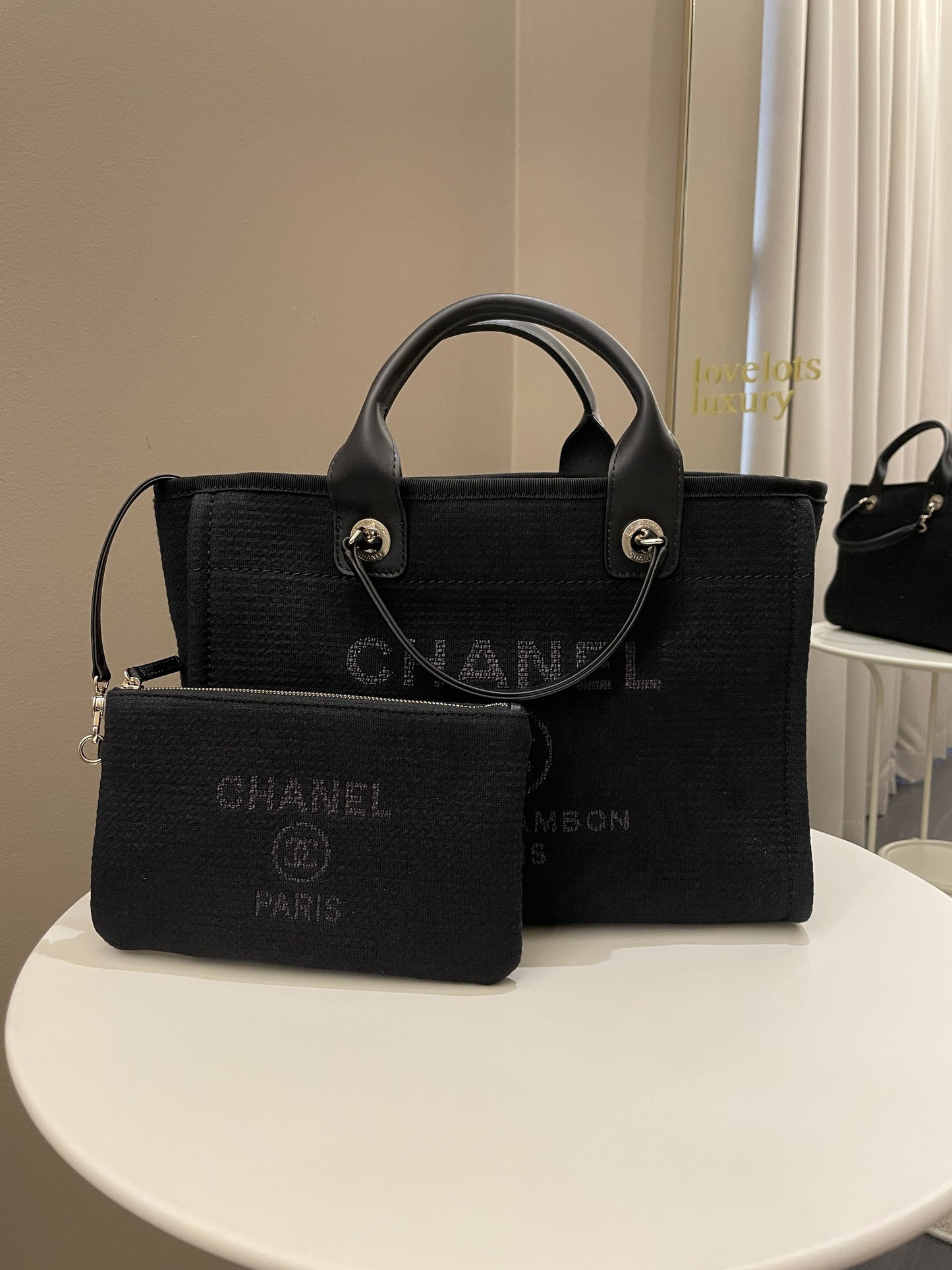 Luxury Chanel Deauville Shopper Tote Black