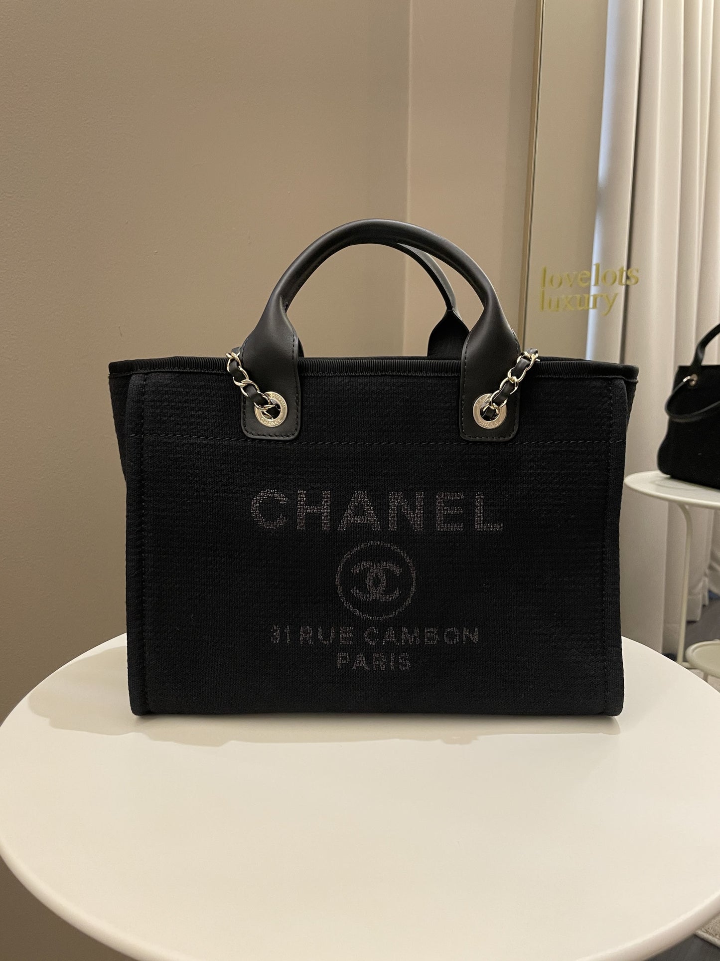 Luxury Chanel Deauville Shopper Tote Black
