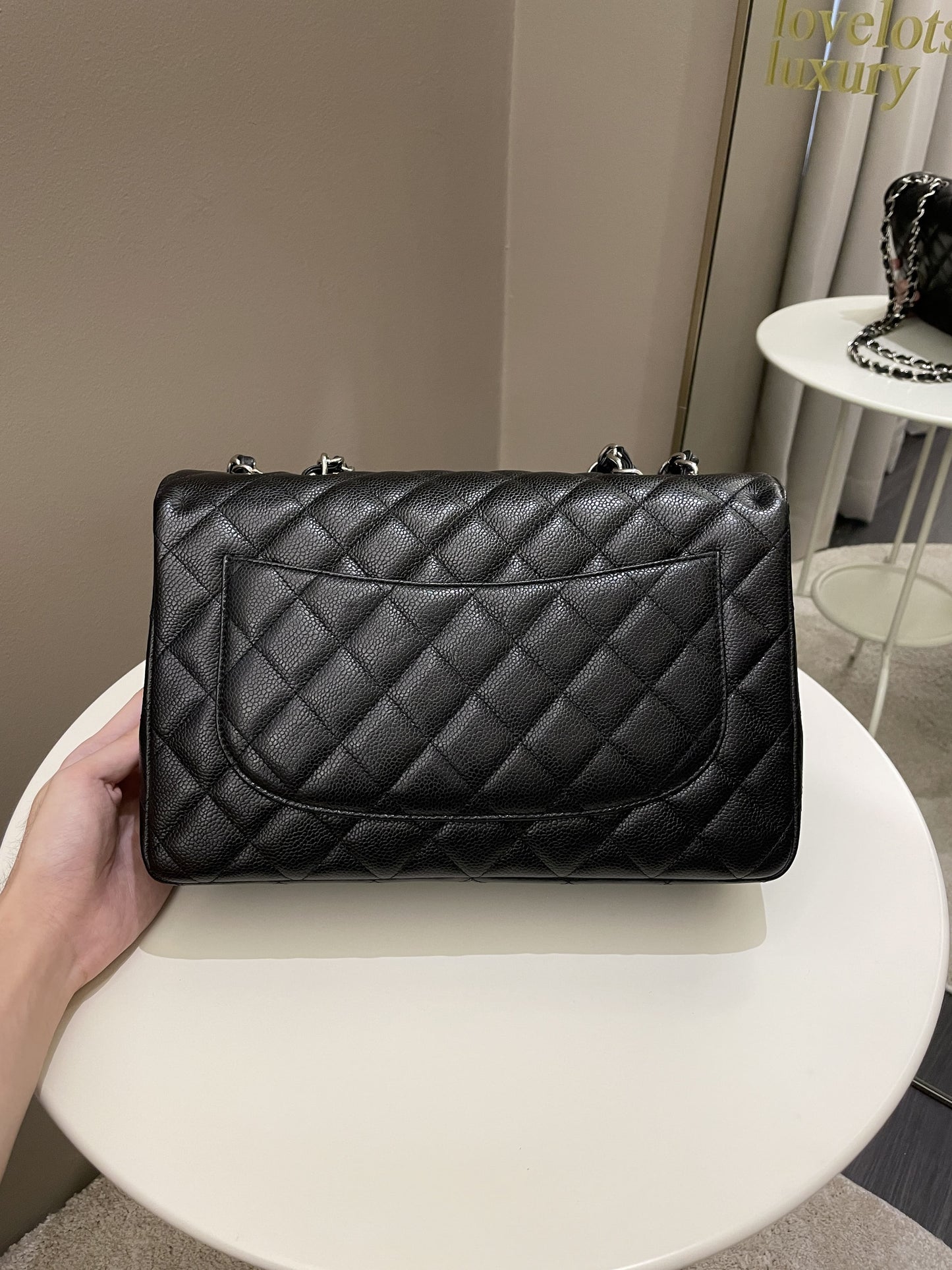 Luxury Chanel Classic Quilted Jumbo Single Flap Black Caviar