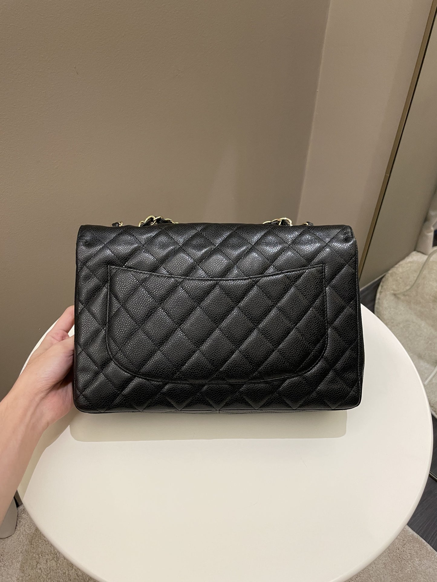 Luxury Chanel Classic Quilted Jumbo Single Flap Black Caviar