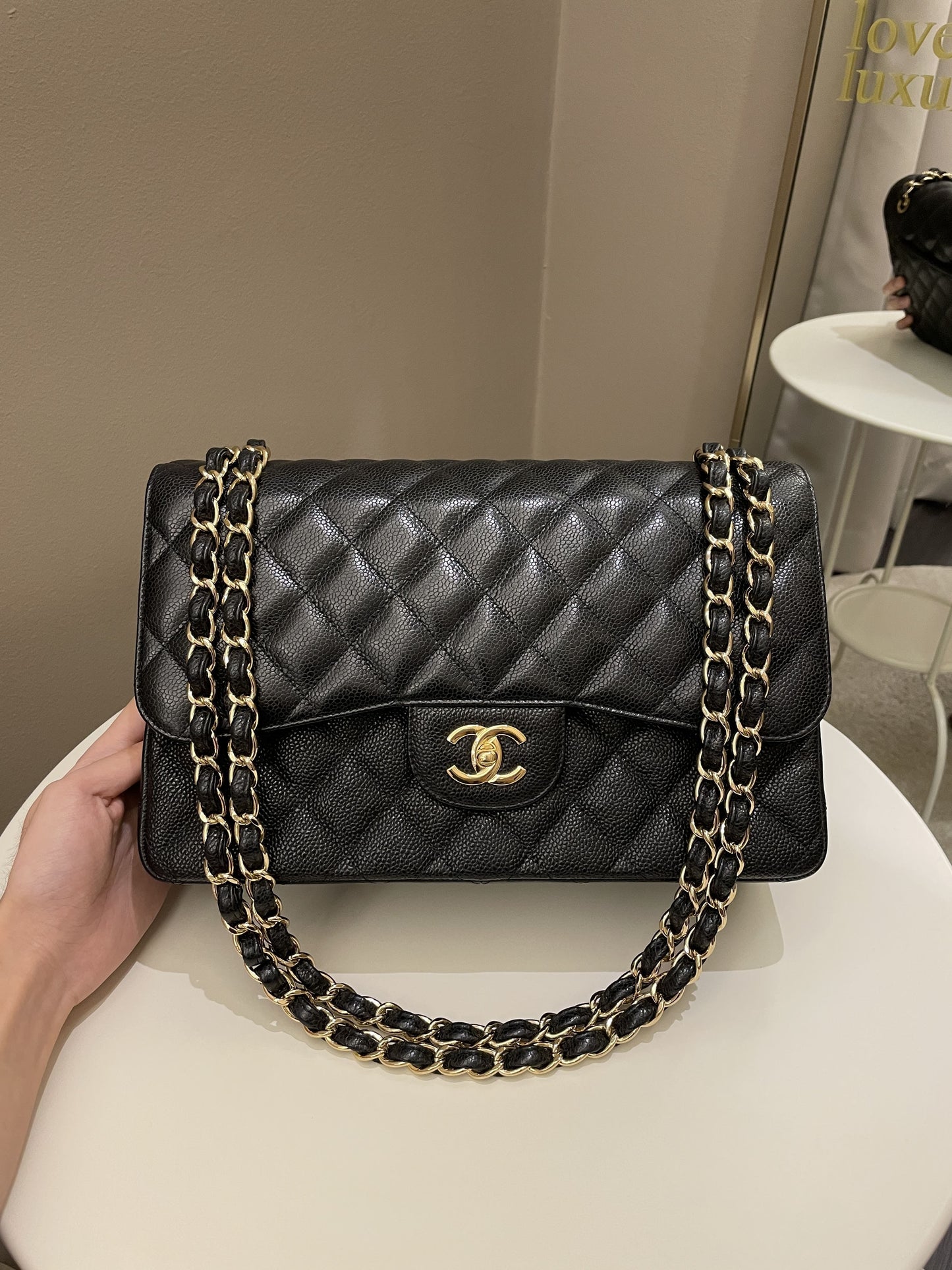 Luxury Chanel Classic Jumbo Double Flap Black Caviar