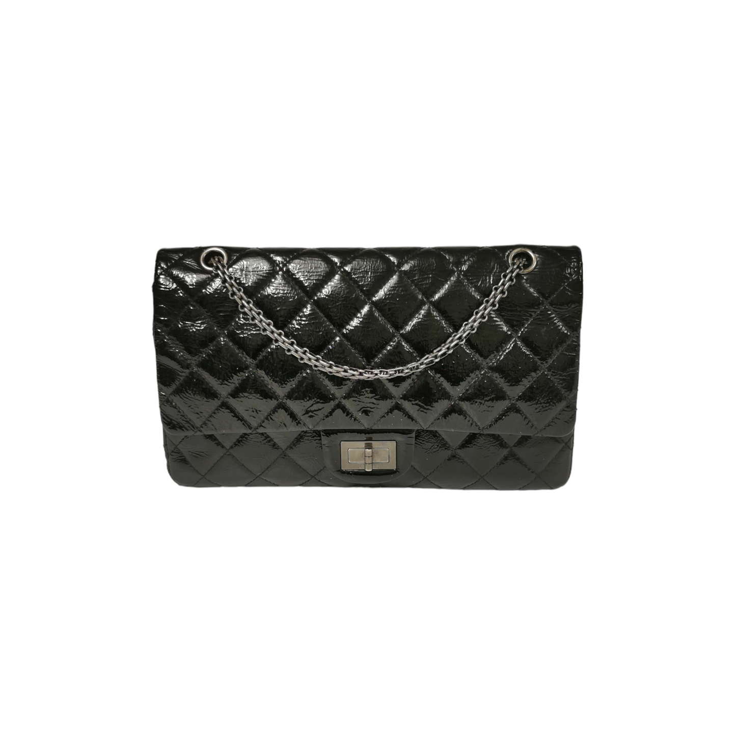Luxury Chanel Reissue 2.55 Maxi Black Patent Leather Ruthenium