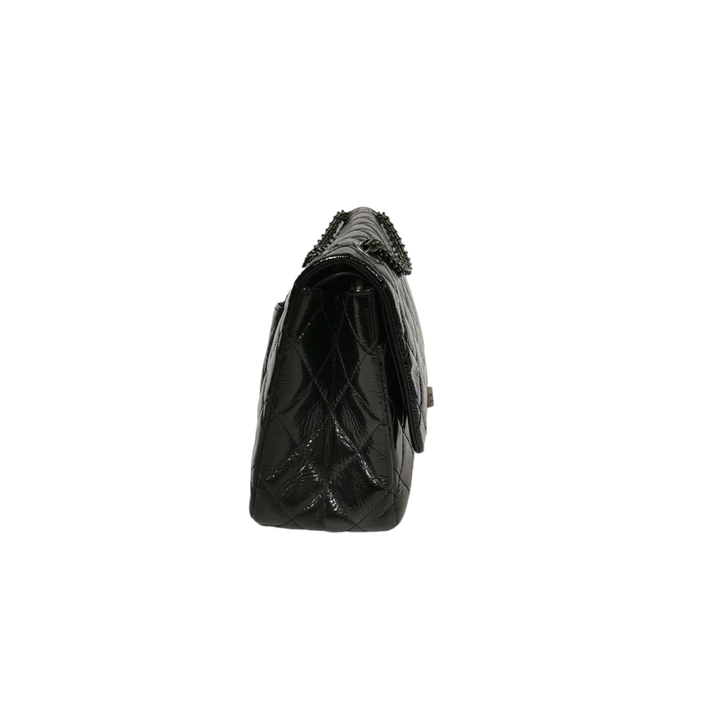 Luxury Chanel Reissue 2.55 Maxi Black Patent Leather Ruthenium