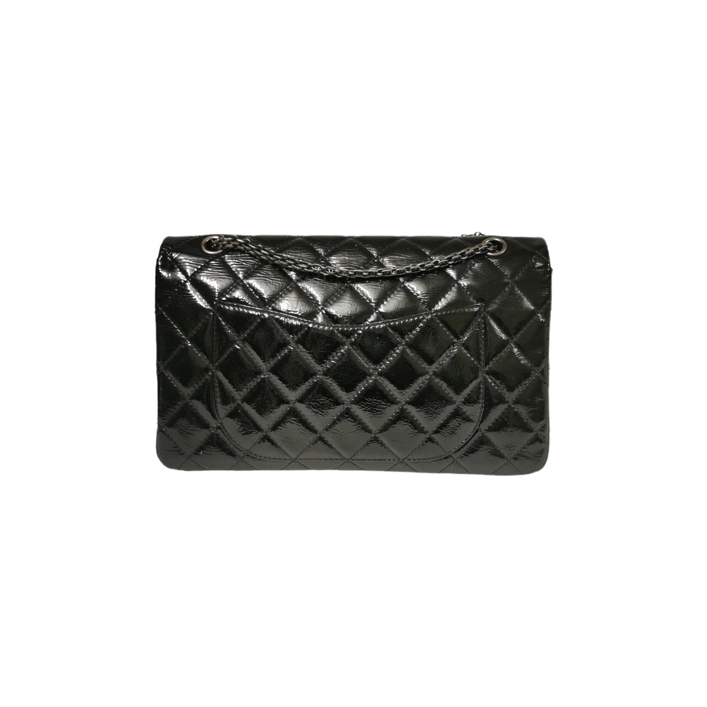 Luxury Chanel Reissue 2.55 Maxi Black Patent Leather Ruthenium