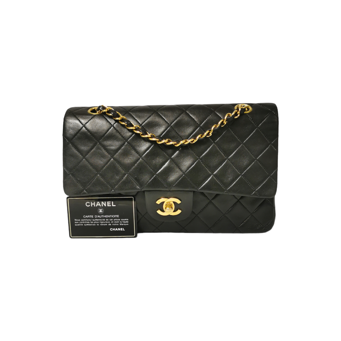 Luxury Chanel Classic Double Flap Medium Black Lambskin Gold