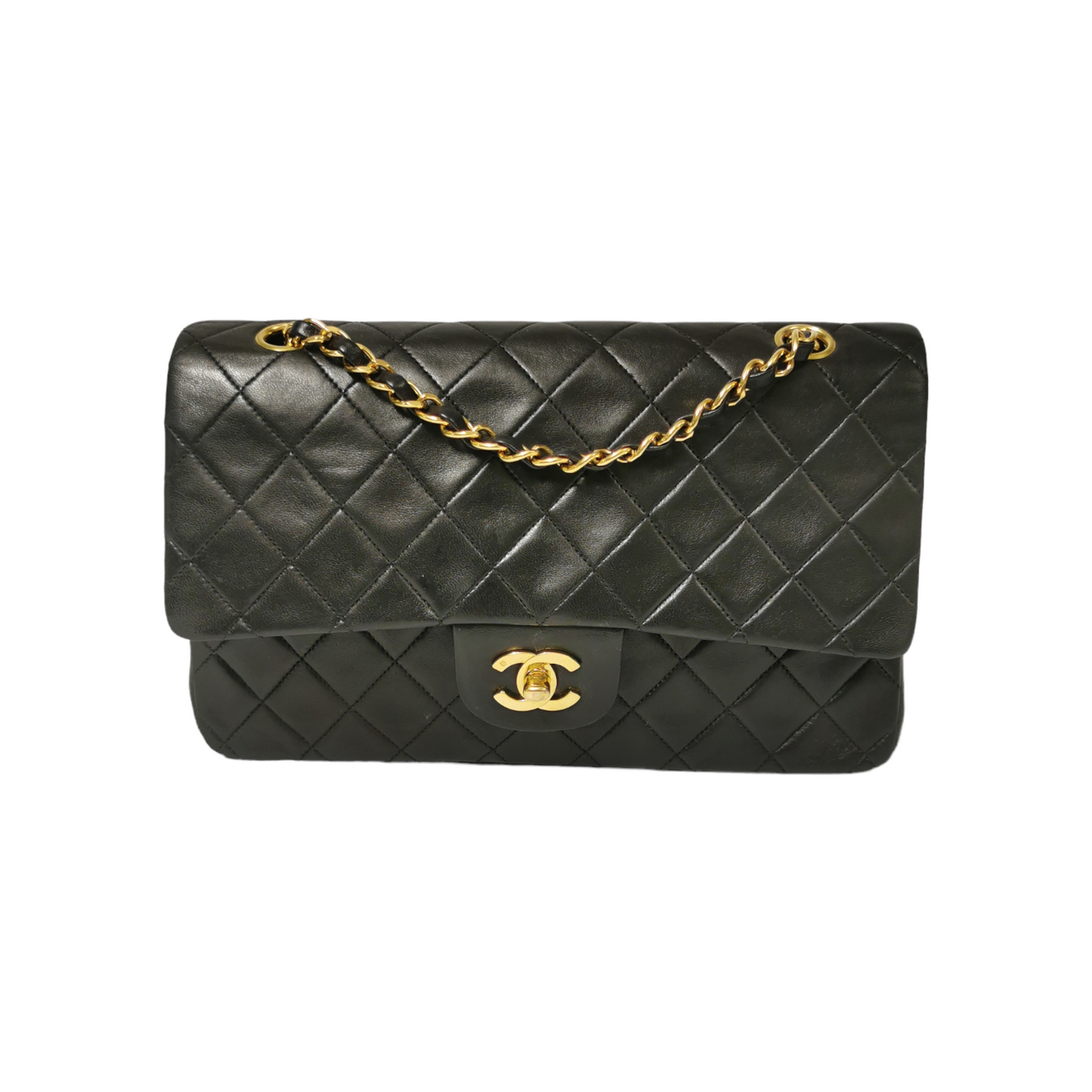 Luxury Chanel Classic Double Flap Medium Black Lambskin Gold