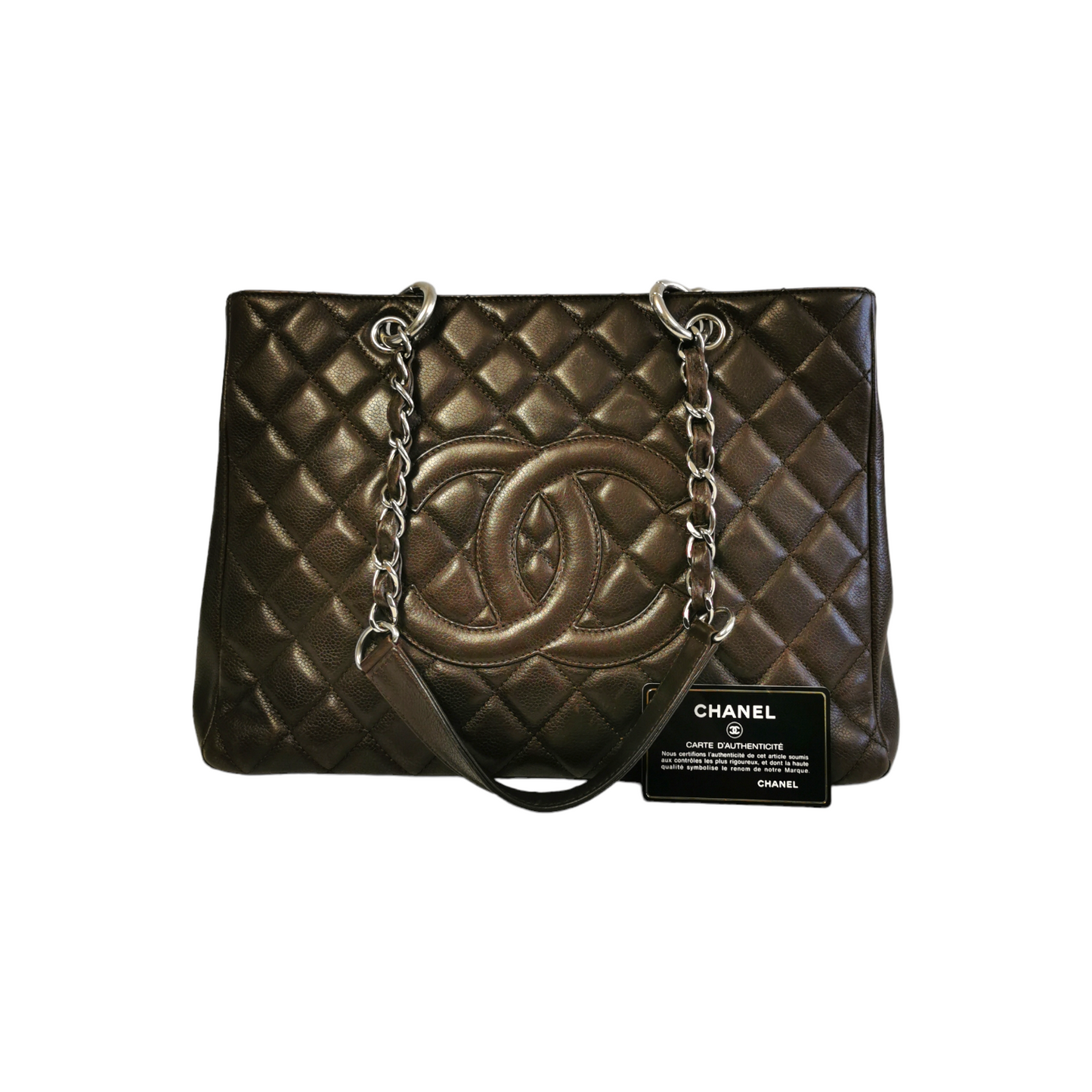 Luxury Chanel GST Brown Caviar Silver