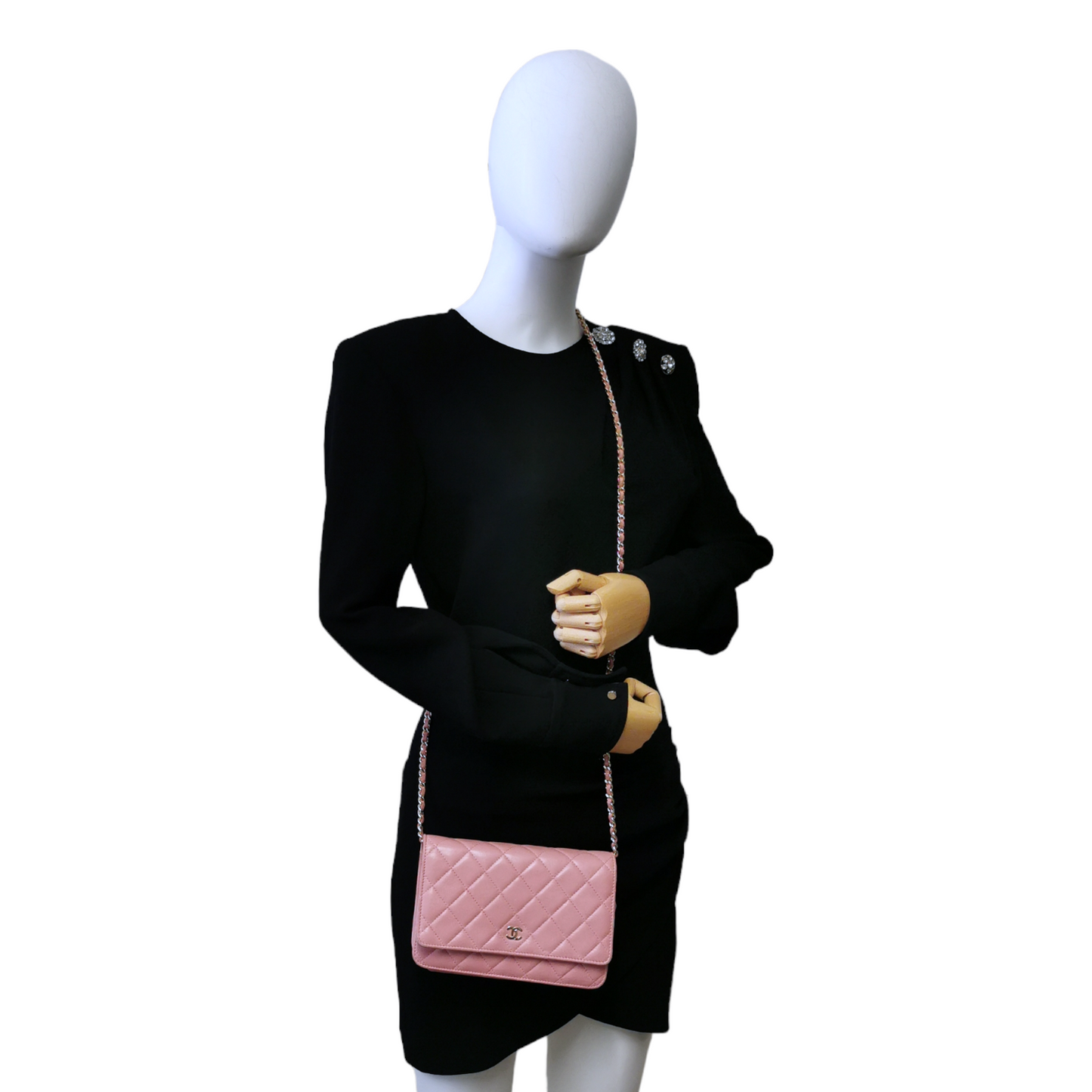 Luxury Chanel WoC Pink Lambskin Gold