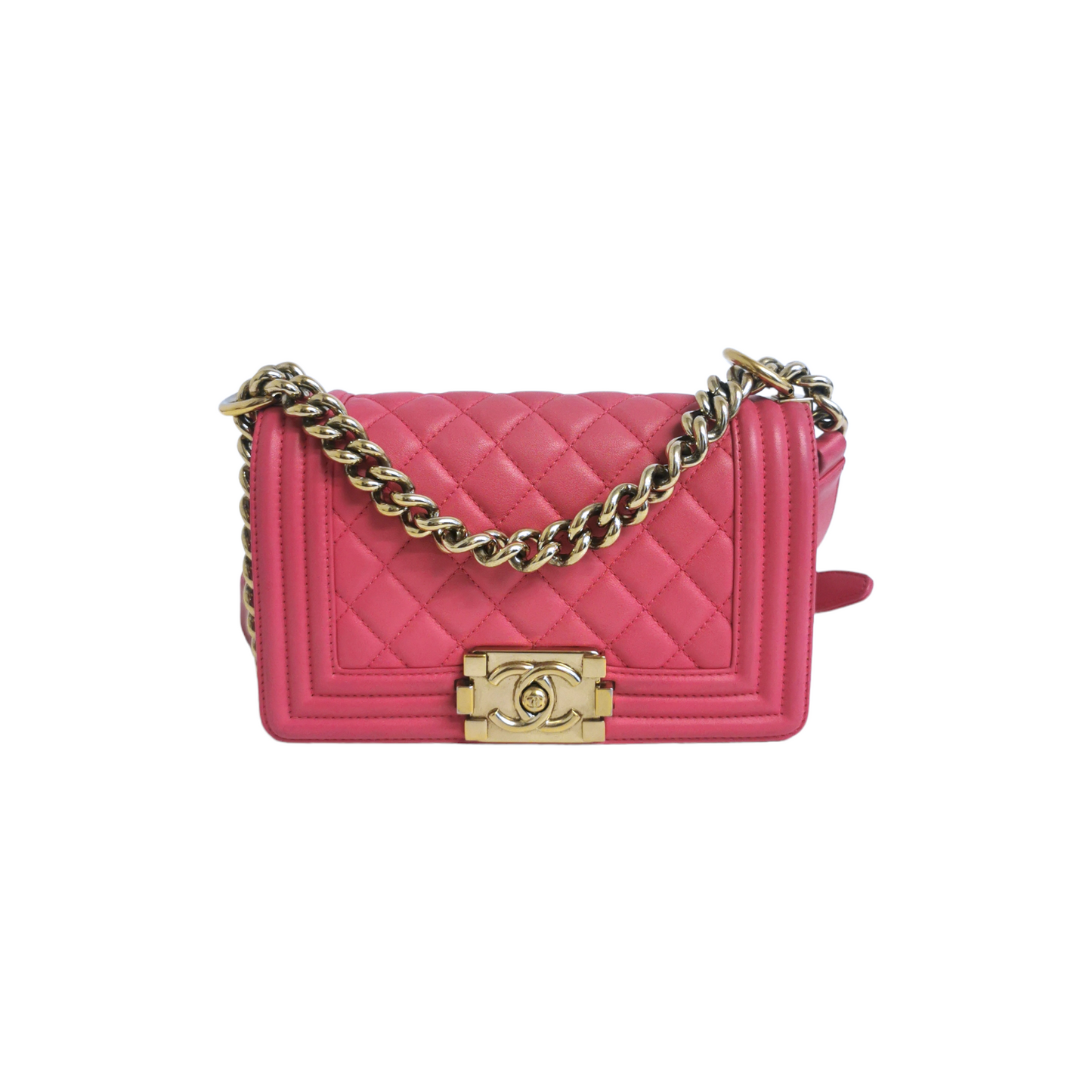 Luxury Chanel Boy Small Pink Calfskin Gold