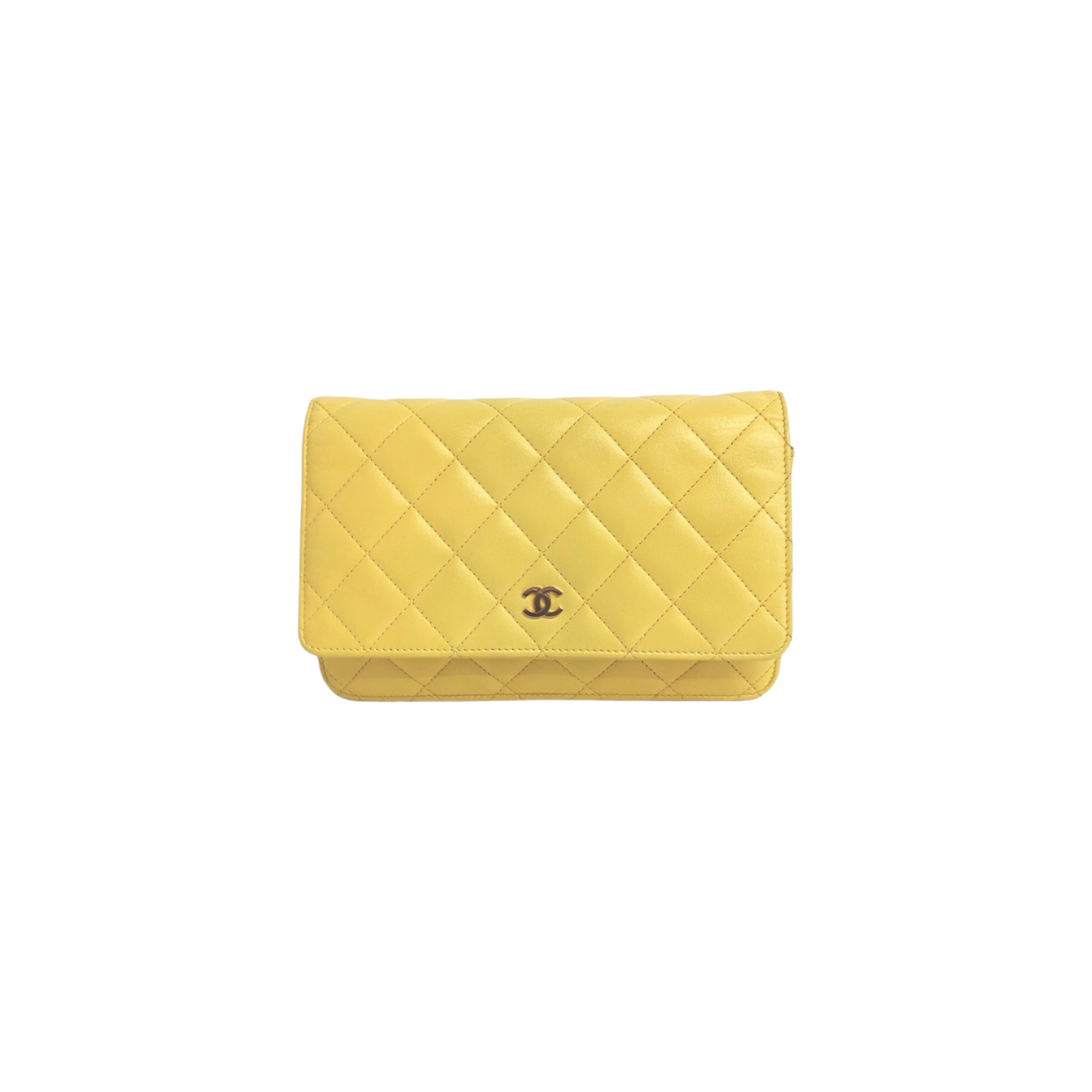 Luxury Chanel WoC Yellow Lambskin Gold