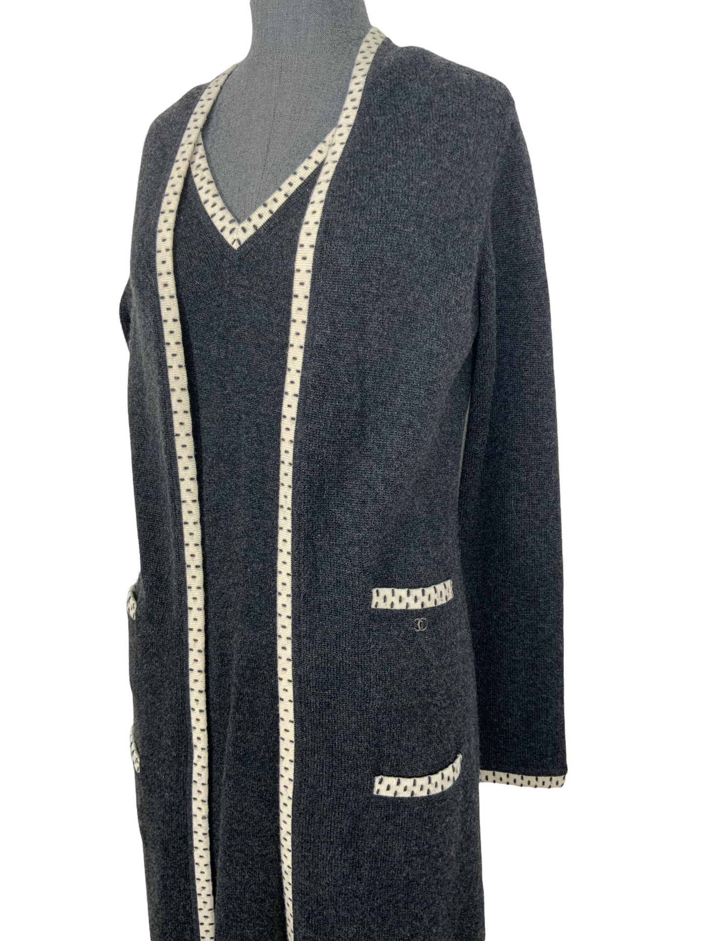 CHANEL 04A Cashmere Cardigan and Dress Size M