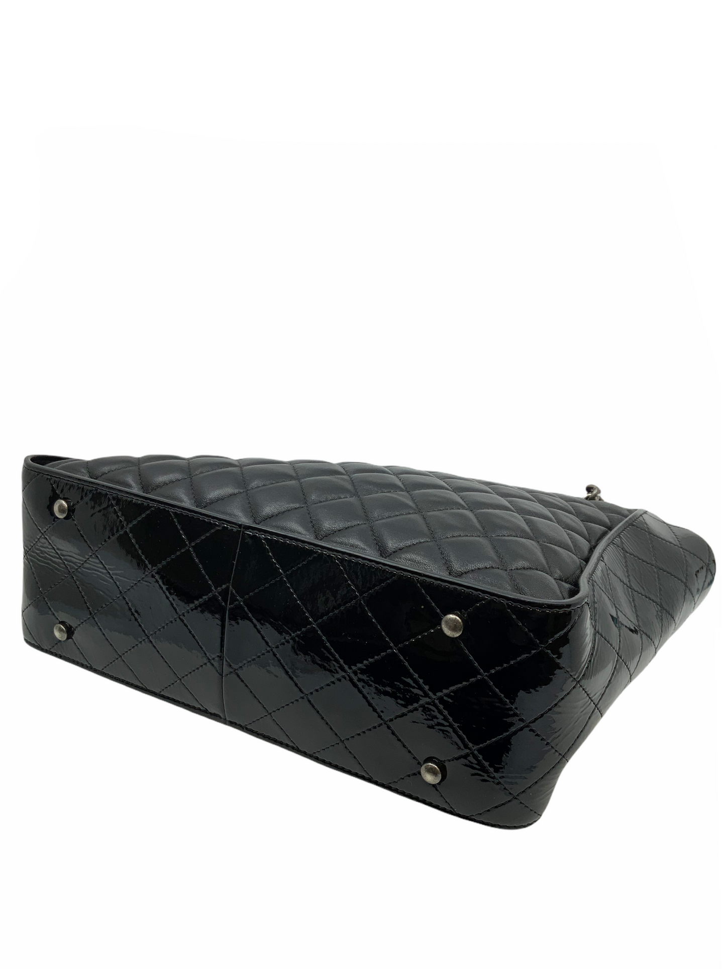 Chanel CC Charm Quilted Lambskin Patent Leather Tote
