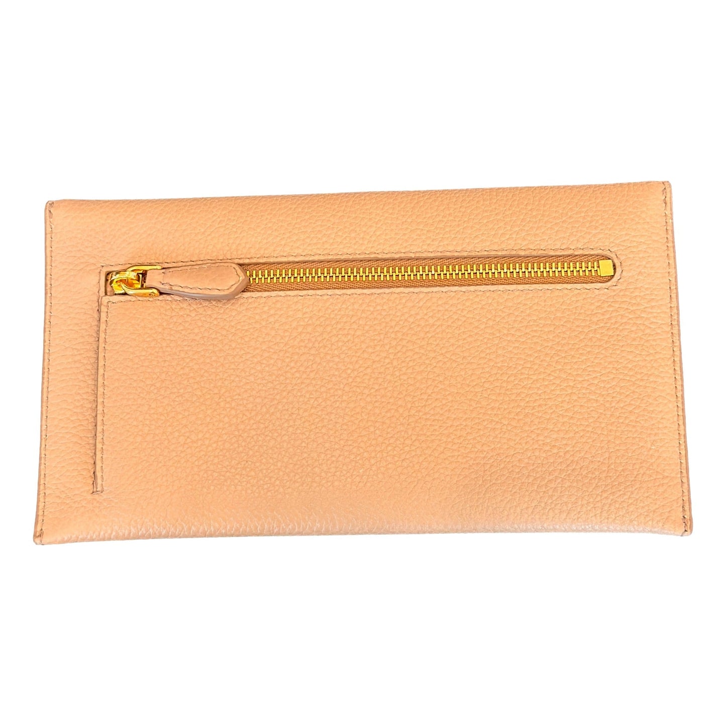 Luxury PradaBeige Vitello Grain Leather Long Envelope Wallet