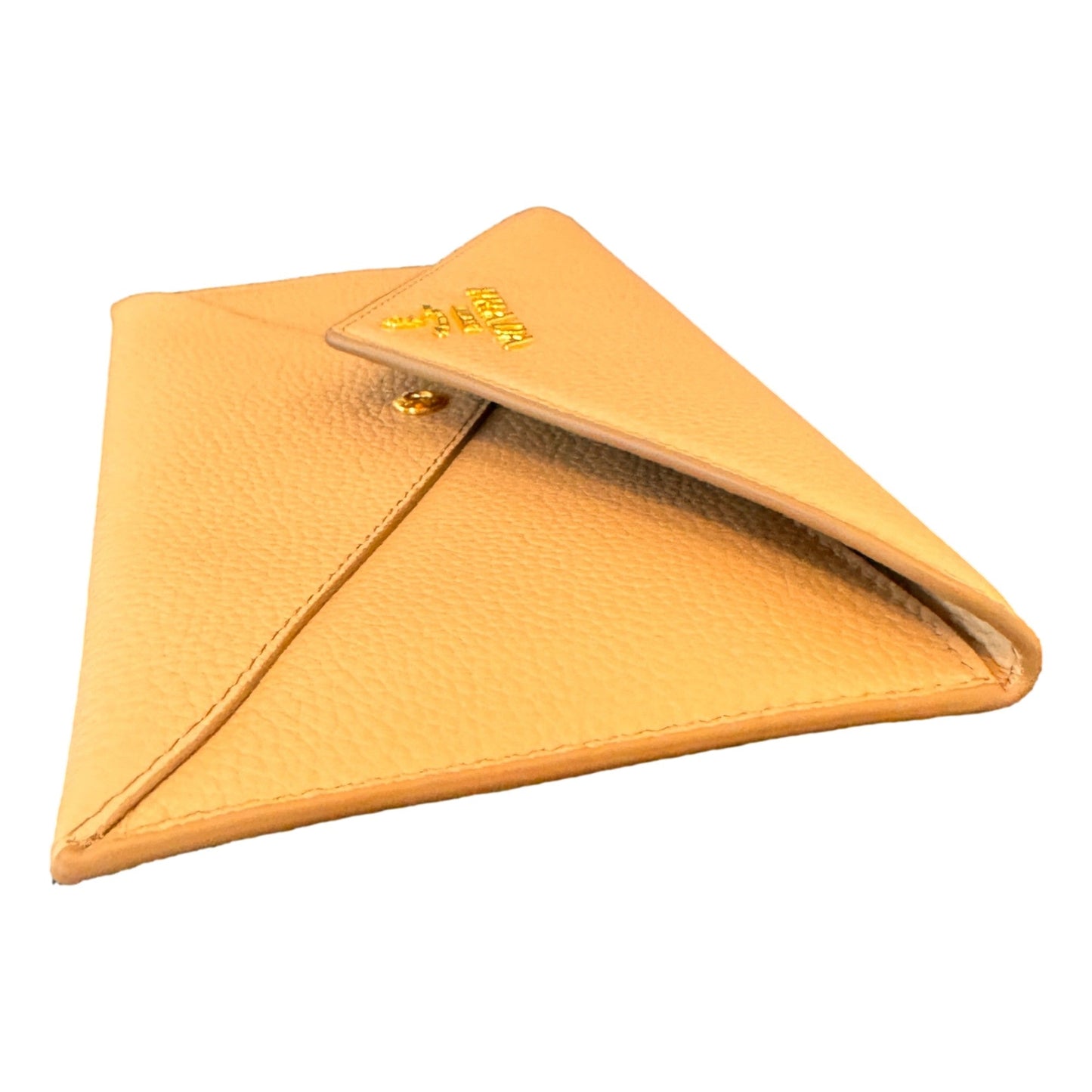 Luxury PradaBeige Vitello Grain Leather Long Envelope Wallet