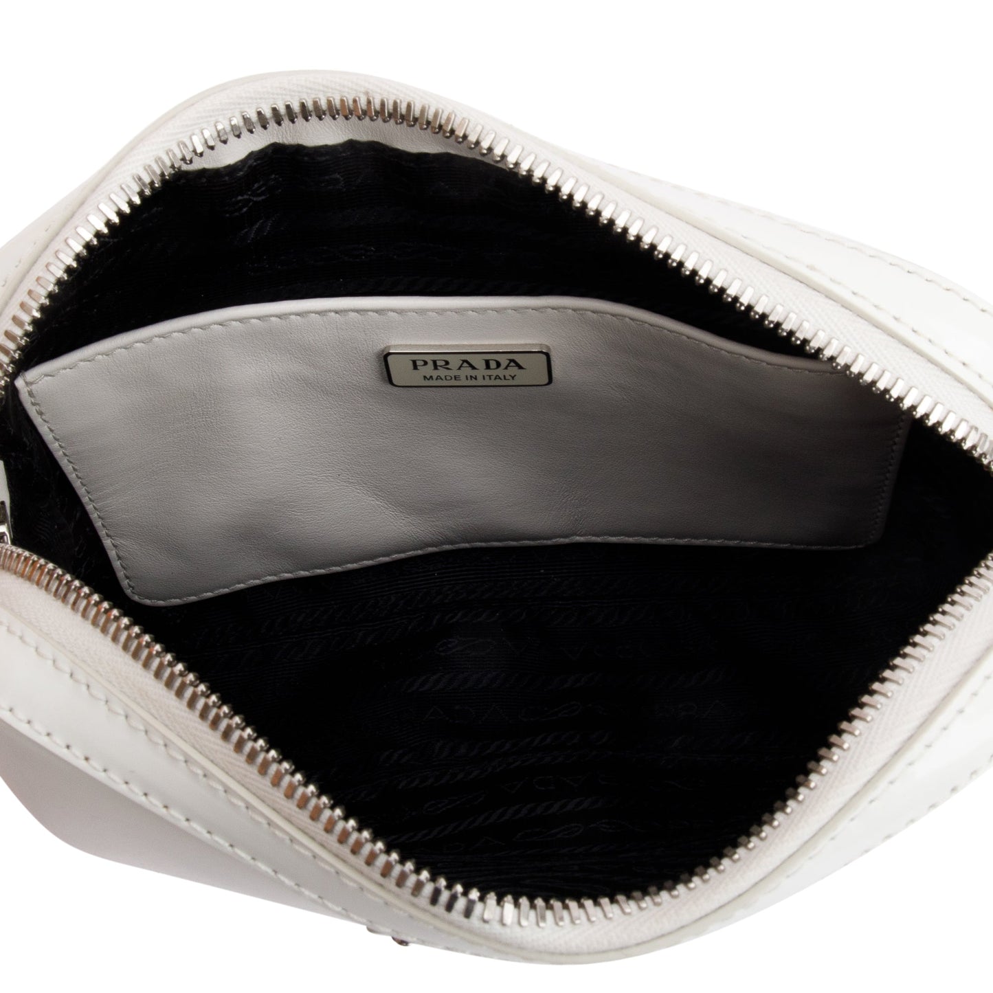 Prada 2021 White Spazzolato Leather Small Brique Crossbody Bag