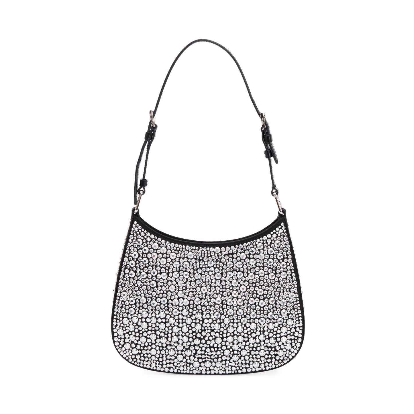 Prada 2022 Black Satin Crystal Cleo Shoulder Bag