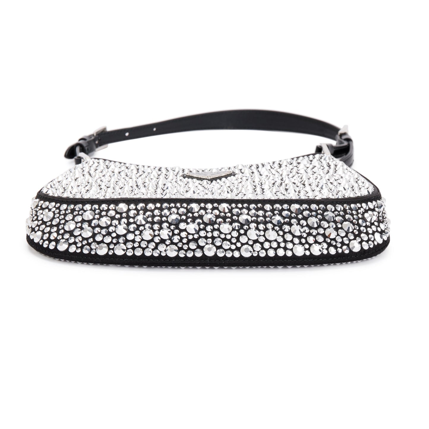 Prada 2022 Black Satin Crystal Cleo Shoulder Bag
