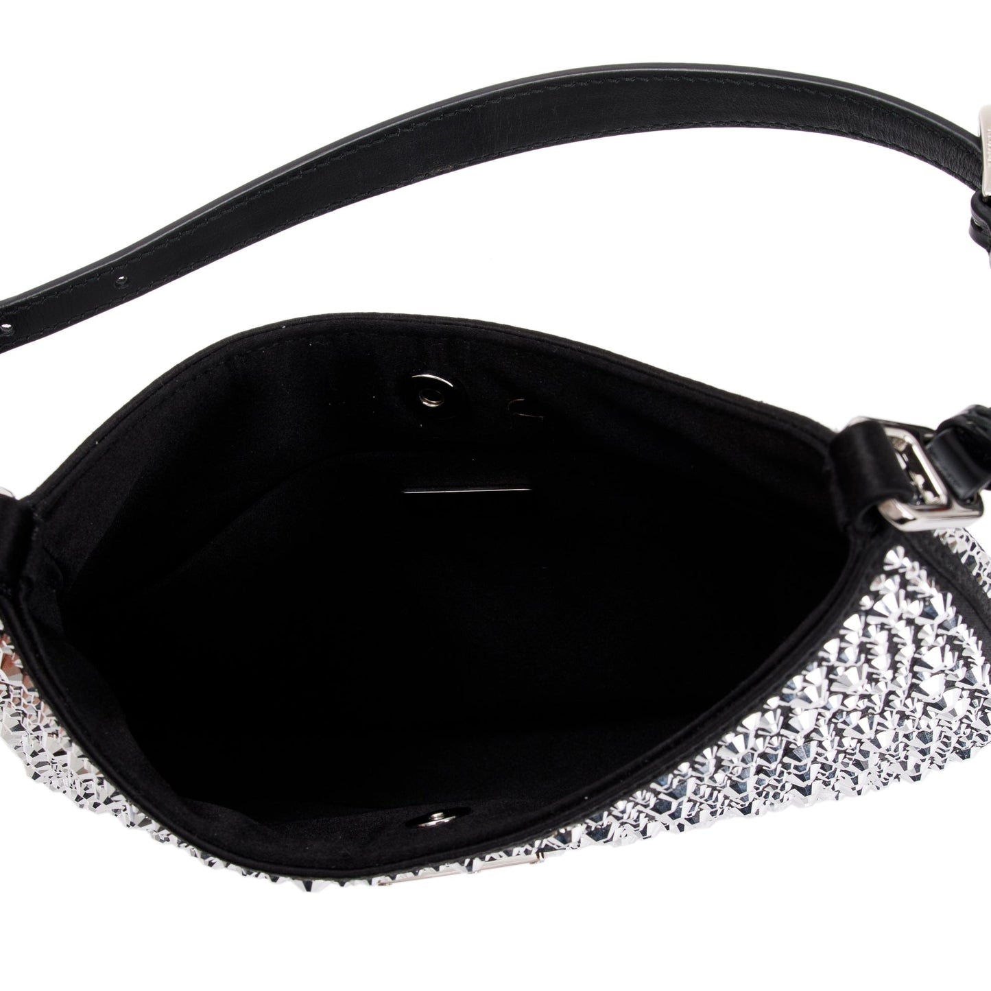 Prada 2022 Black Satin Crystal Cleo Shoulder Bag