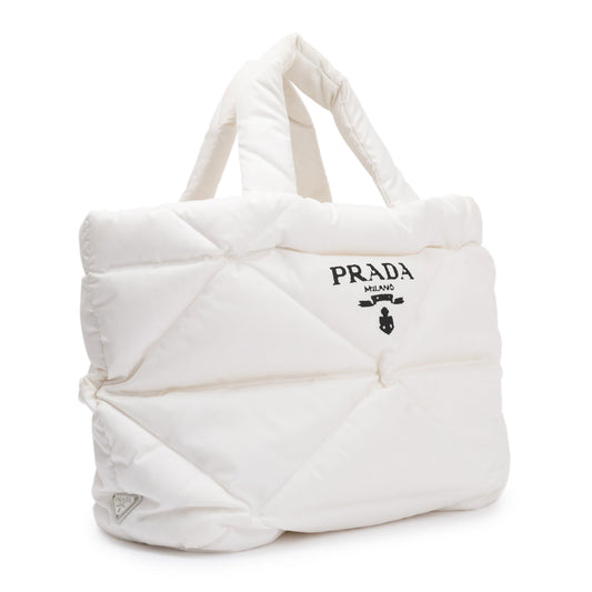 Prada 2022 White Re-Nylon Padded Nappa Tote