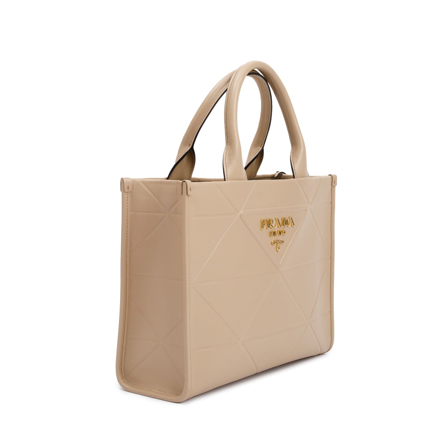 Prada Beige Leather Small Symbole Tote Bag