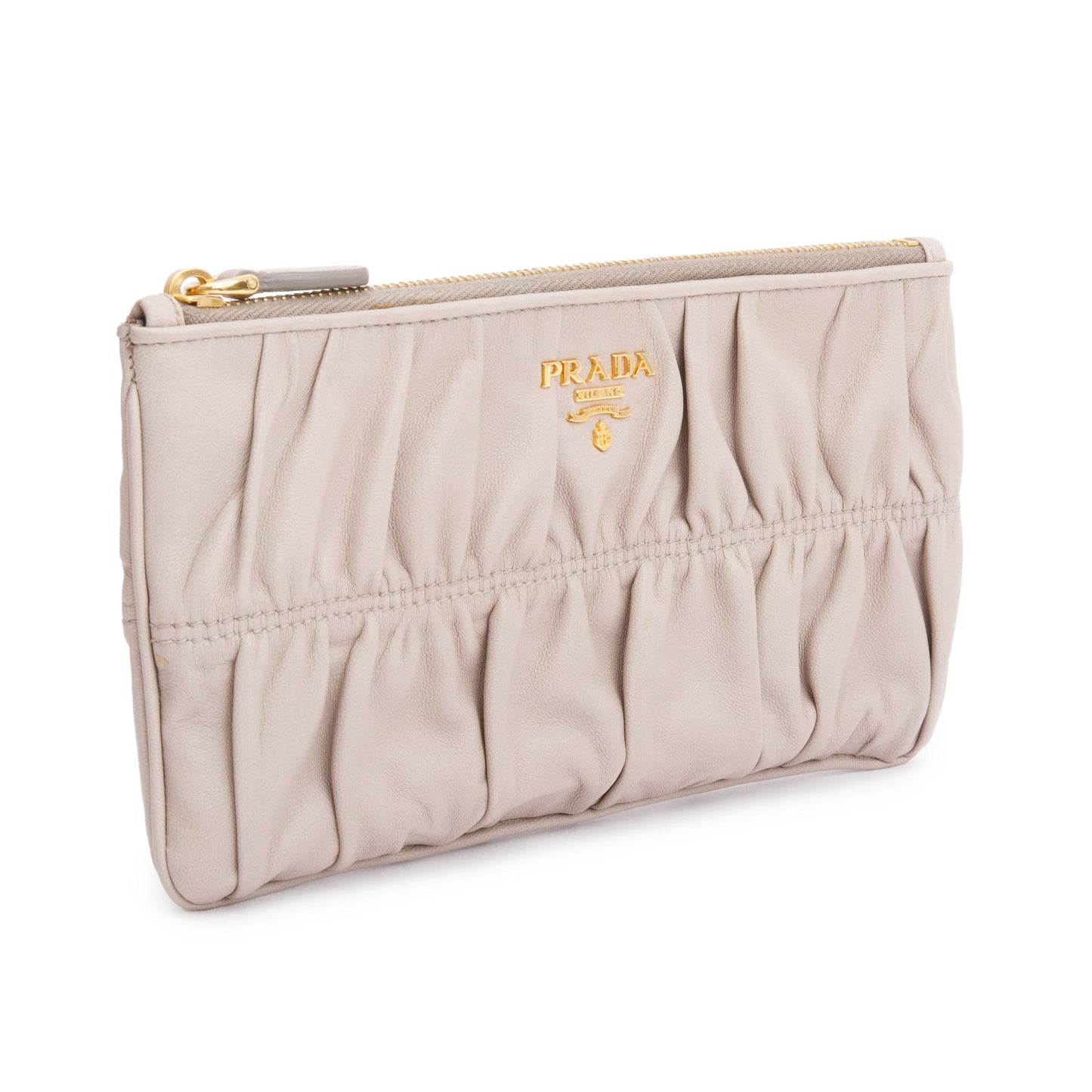 Prada Beige Nappa Gaufre Small Zip Pouch