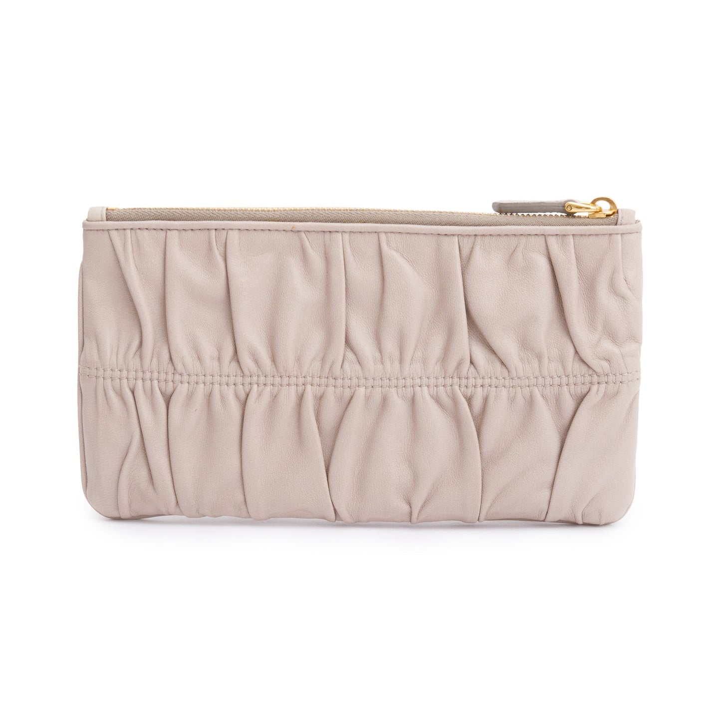 Prada Beige Nappa Gaufre Small Zip Pouch