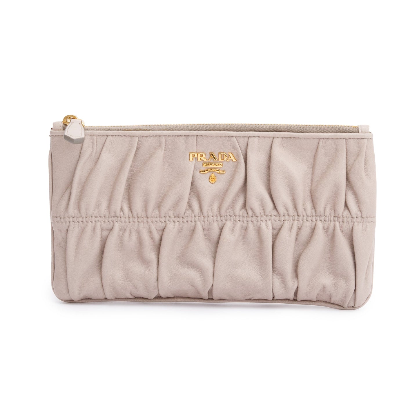 Prada Beige Nappa Gaufre Small Zip Pouch