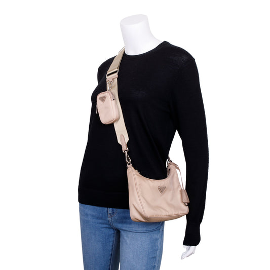 Prada Beige Re-Edition 2005 Nylon Shoulder Bag