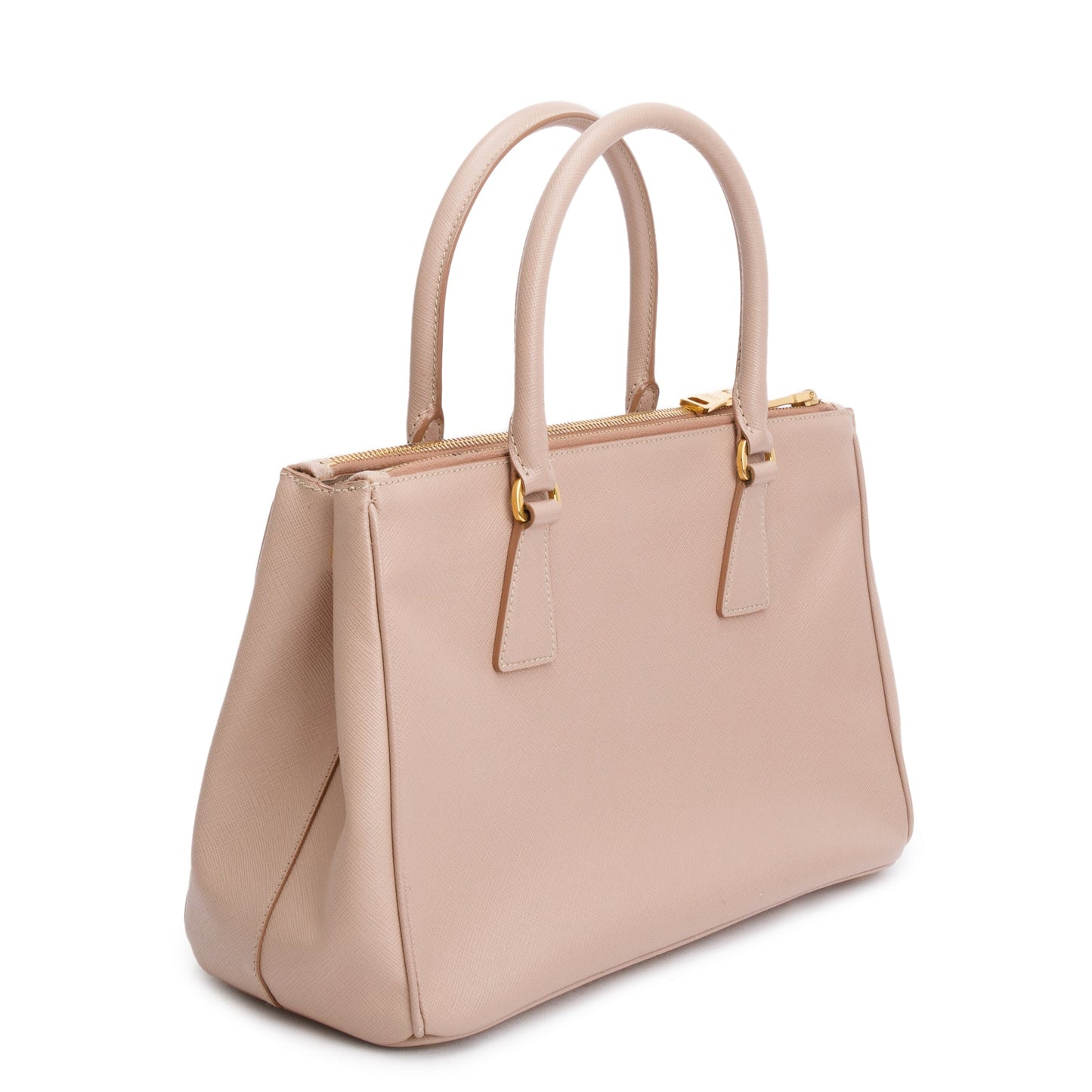 Prada Beige Saffiano Leather Small Double Zip Galleria Tote