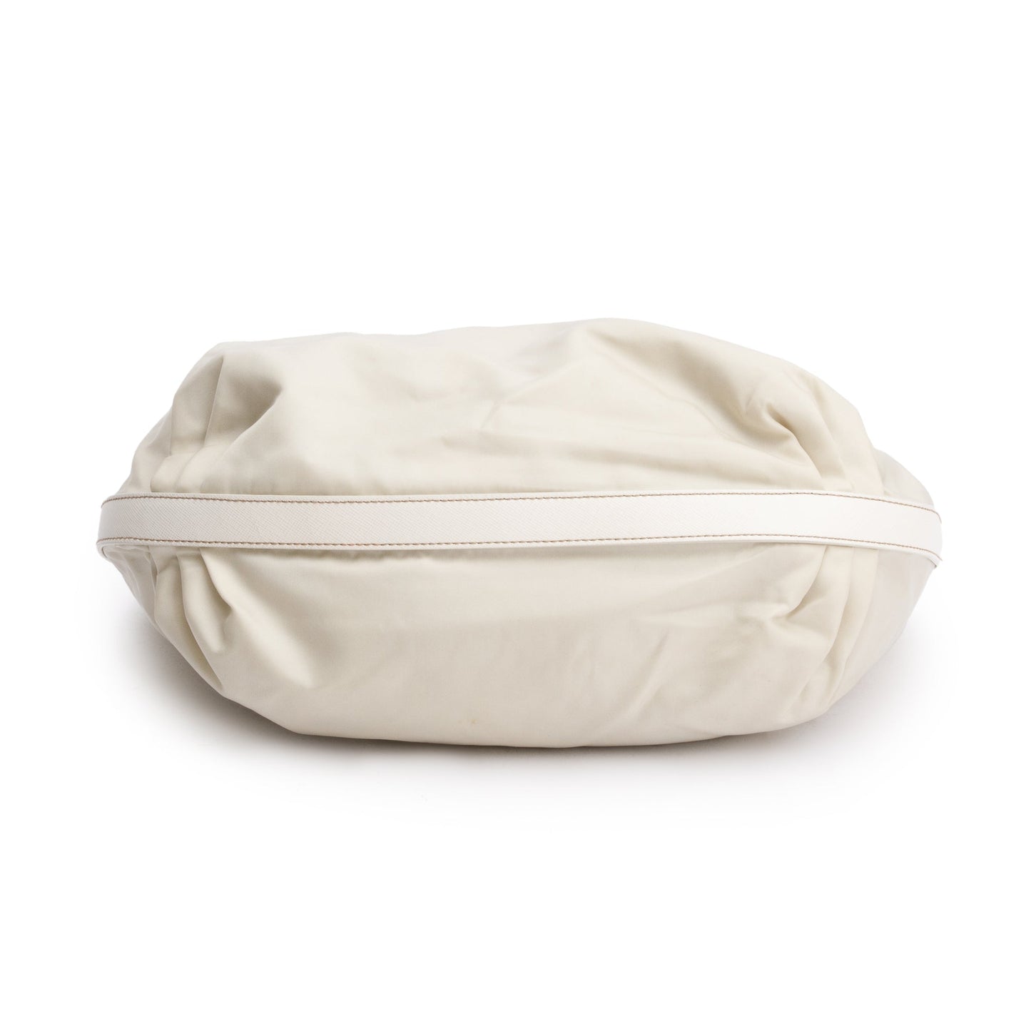 Prada Beige Saffiano Leather Trimmed Tessuto Nylon Hobo