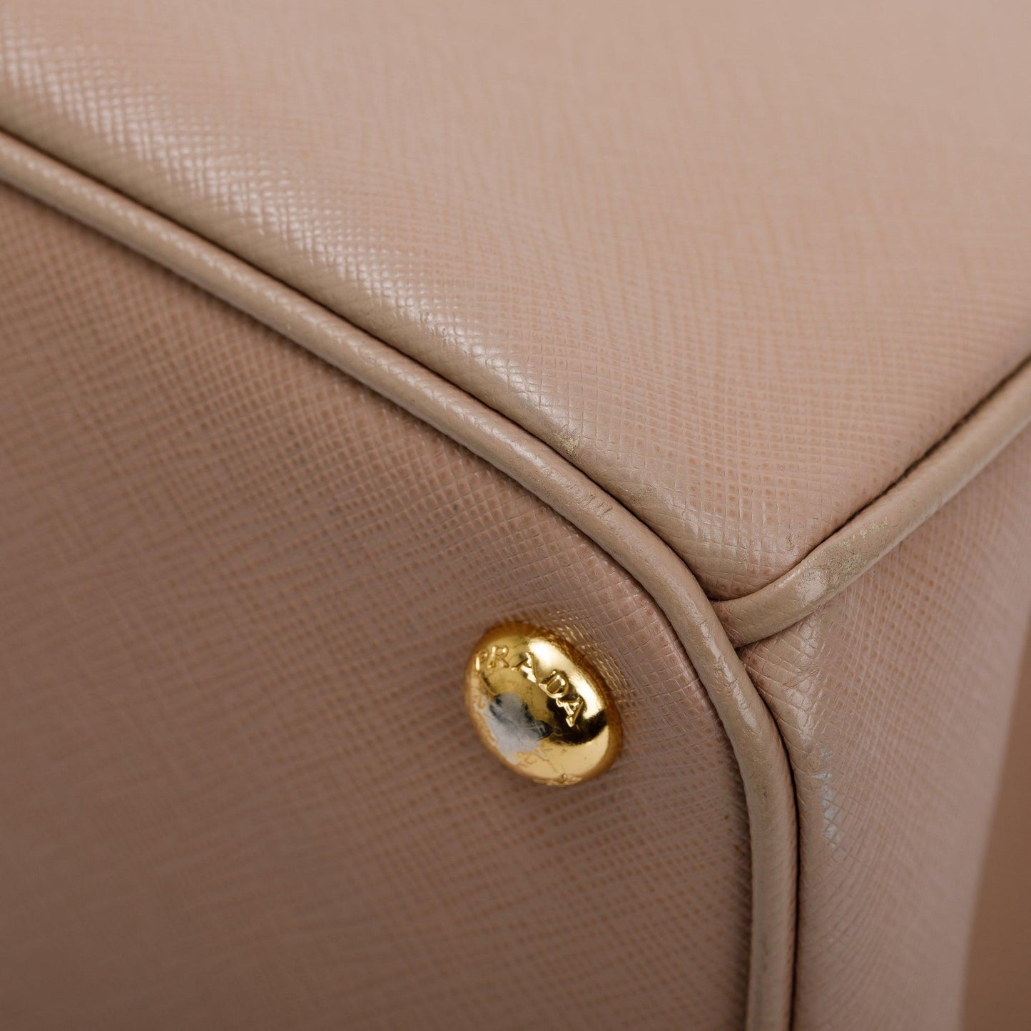 Prada Beige Saffiano Lux Medium Double Zip Galleria Tote