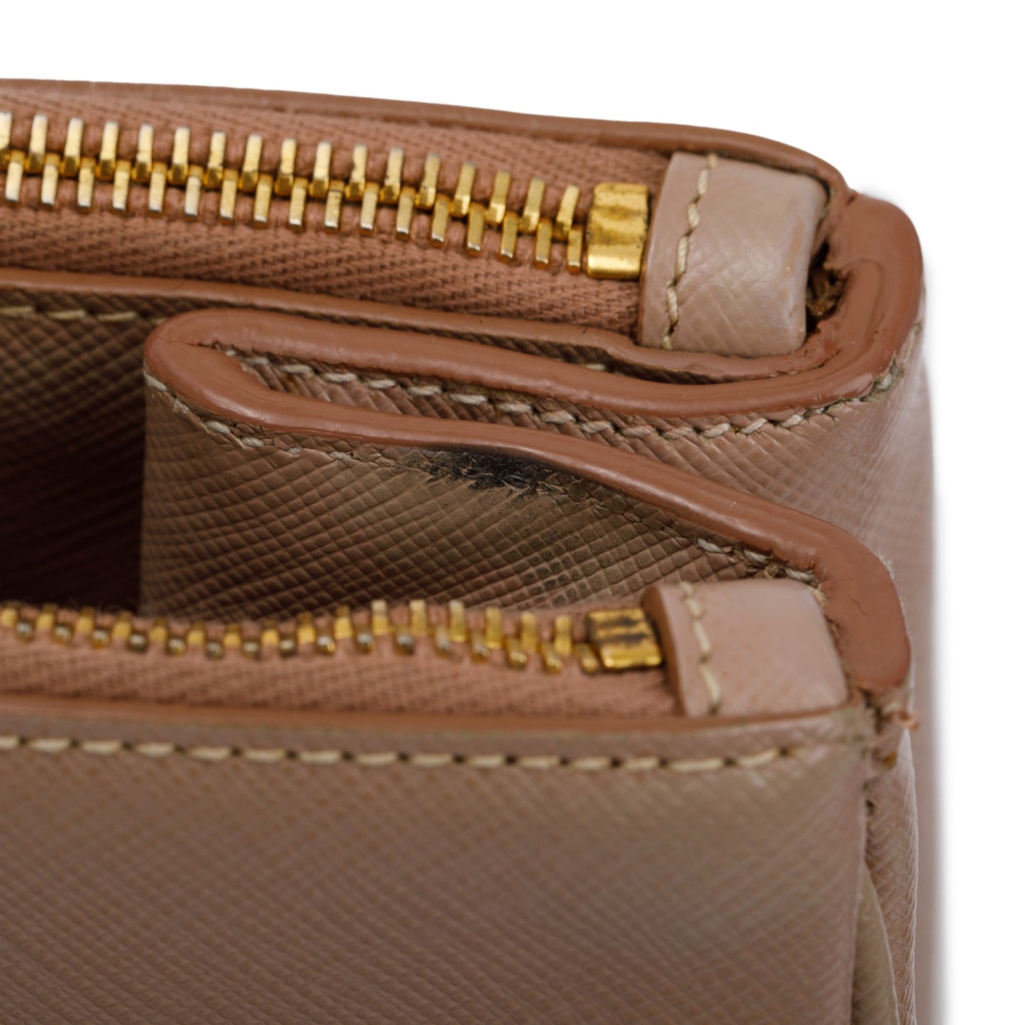 Prada Beige Saffiano Lux Medium Double Zip Galleria Tote