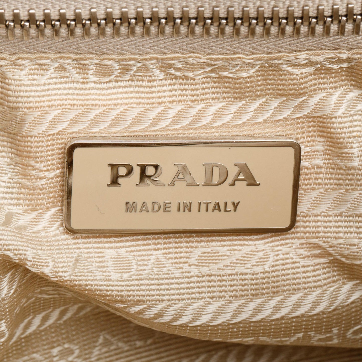 Prada Beige Suede Trim Nylon Buckle Flap Bag
