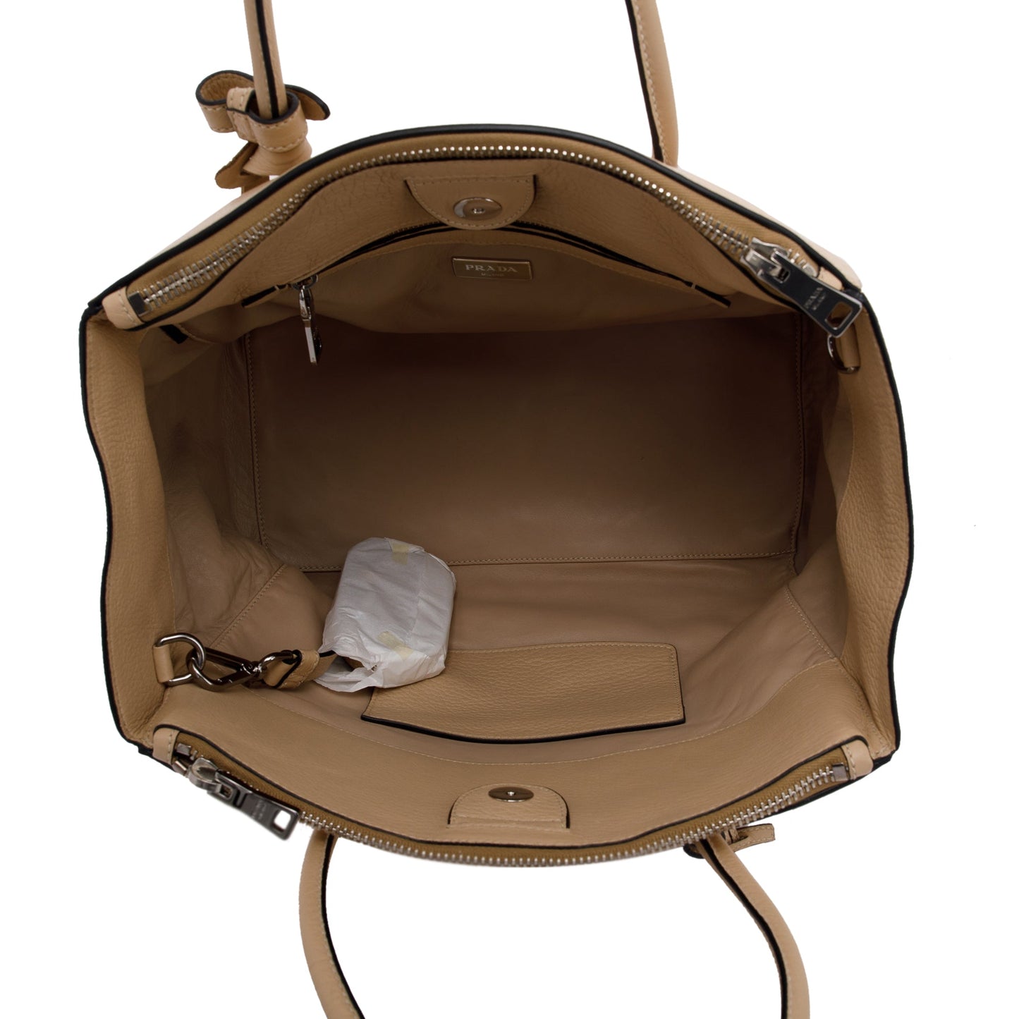 Prada Beige Vitello Daino Twin Pocket Tote