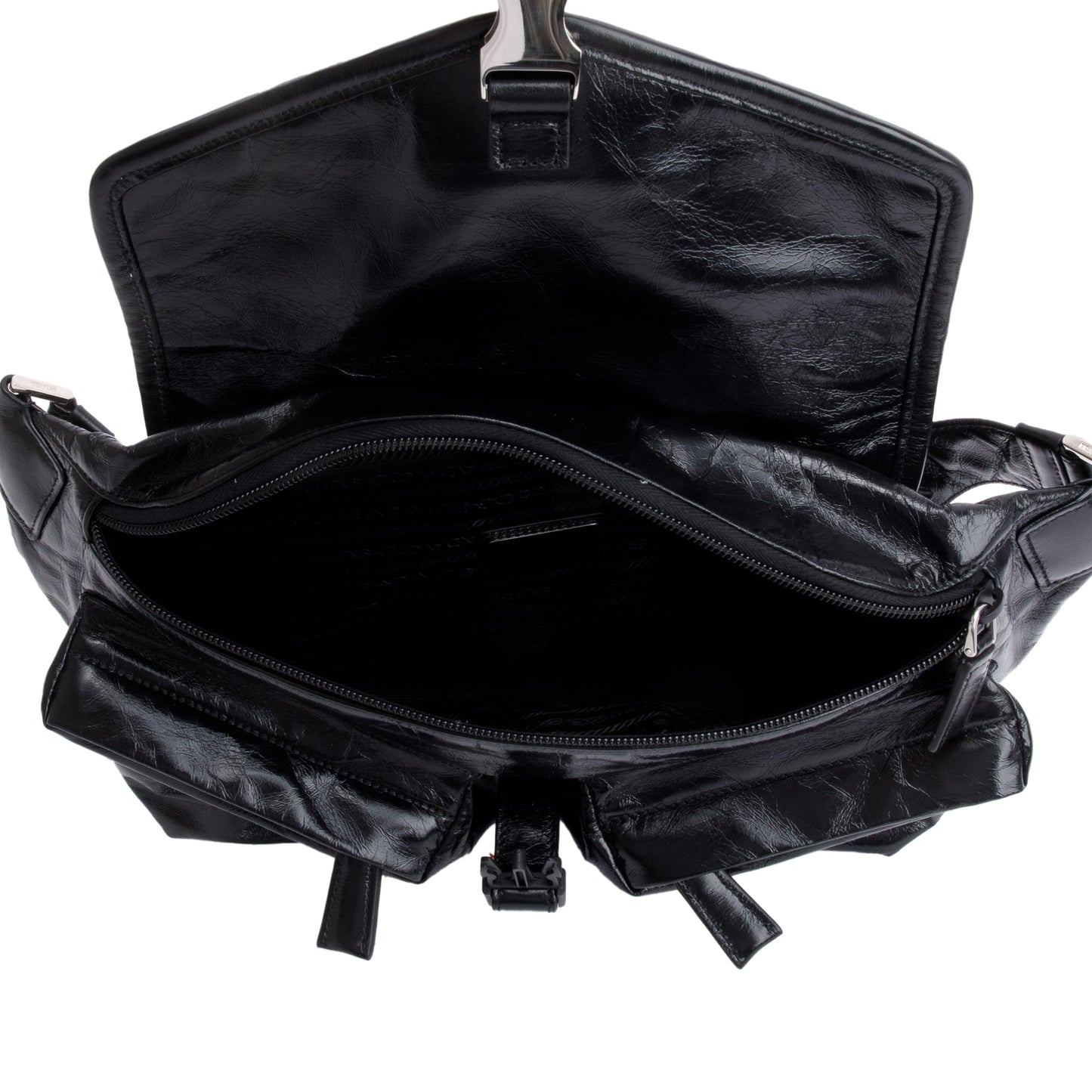 Prada Black Aged Calfskin Leather Belt Bag