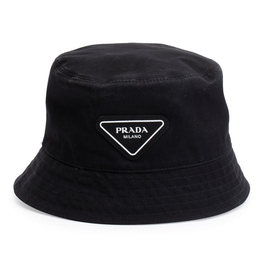 Prada Black Canvas Bucket Hat
