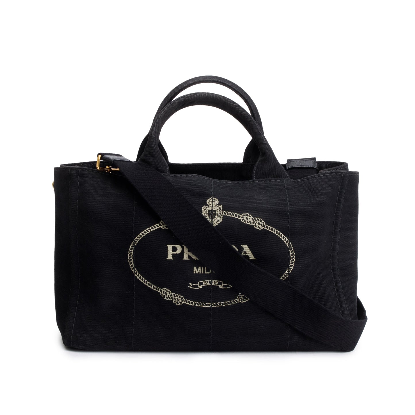 Prada Black Canvas Canapa Logo Tote