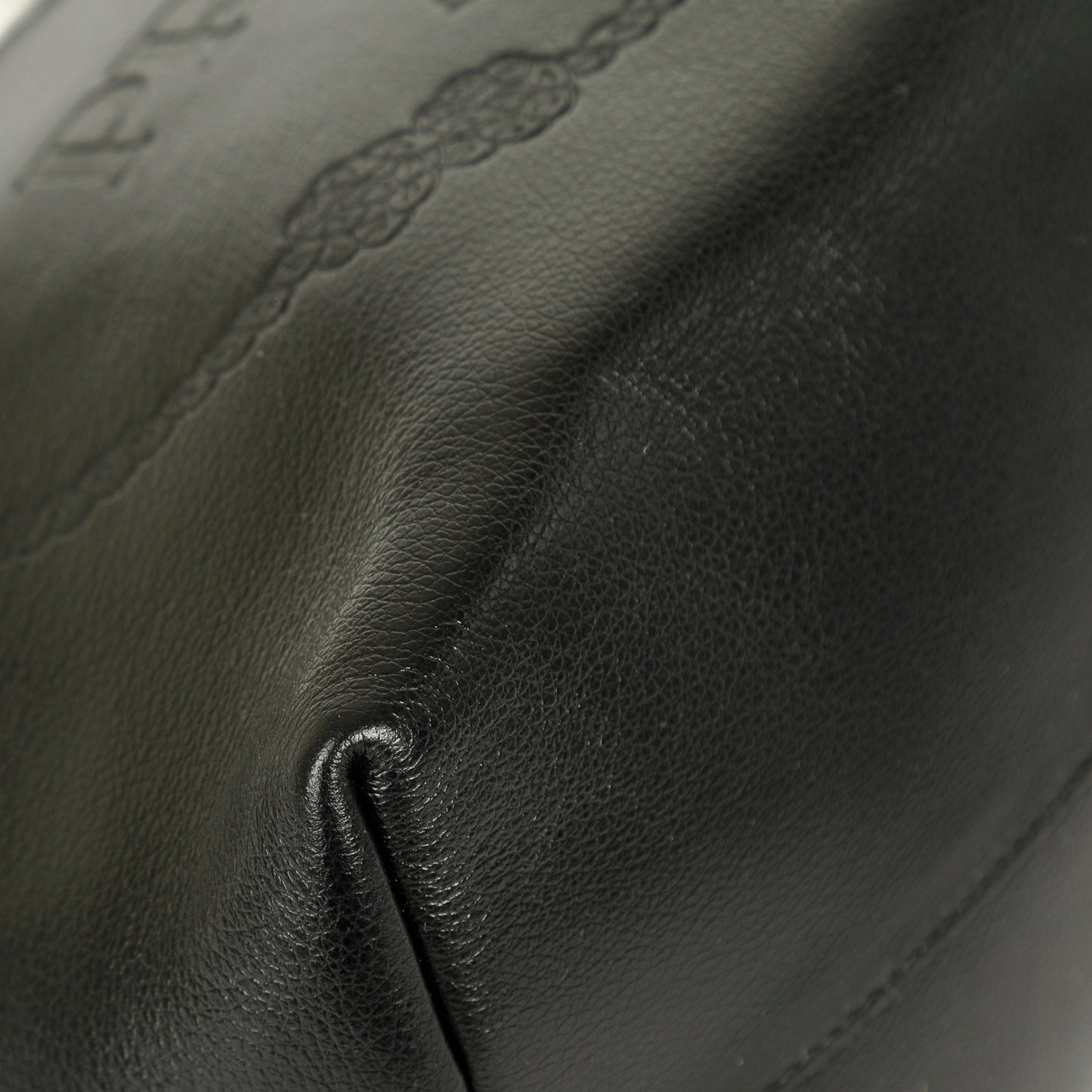 Prada Black Glace Calf Embossed Logo Tote