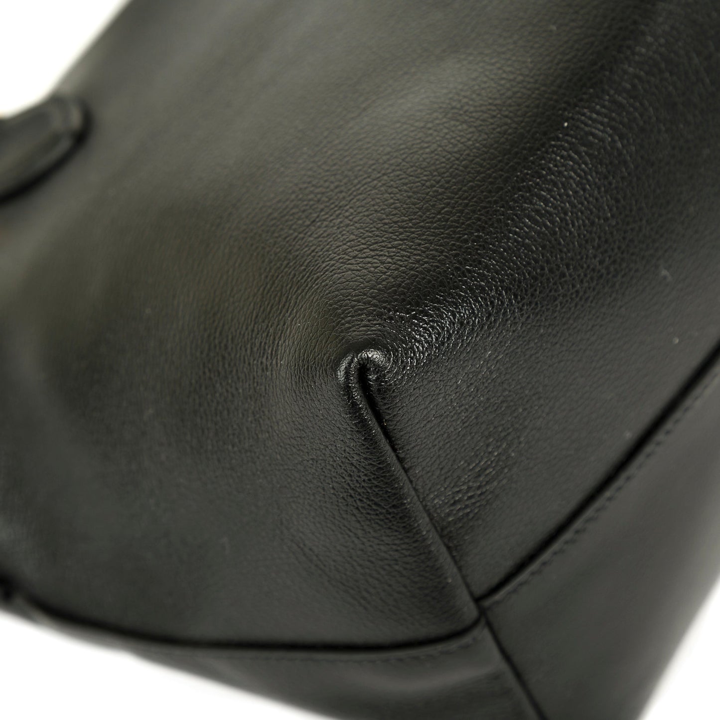 Prada Black Glace Calf Embossed Logo Tote