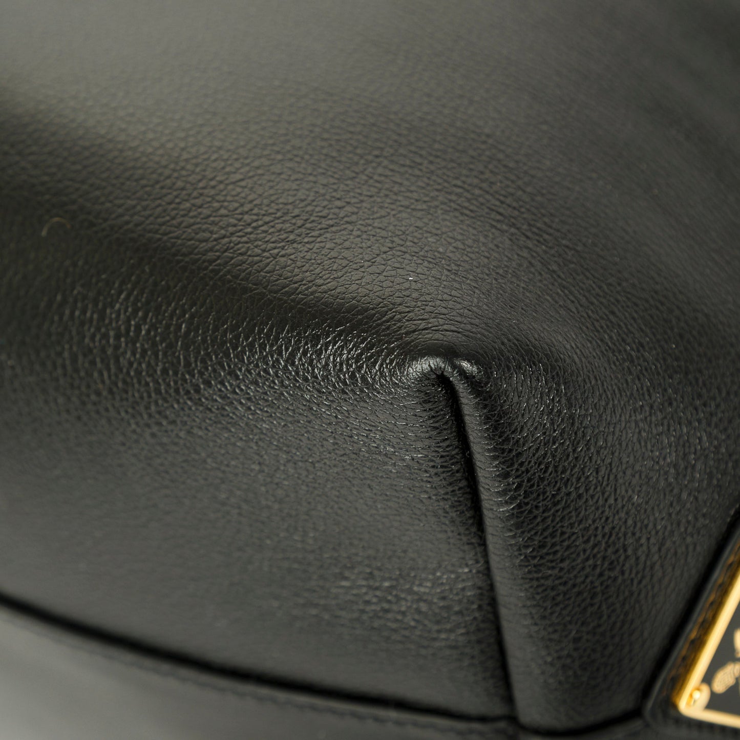 Prada Black Glace Calf Embossed Logo Tote
