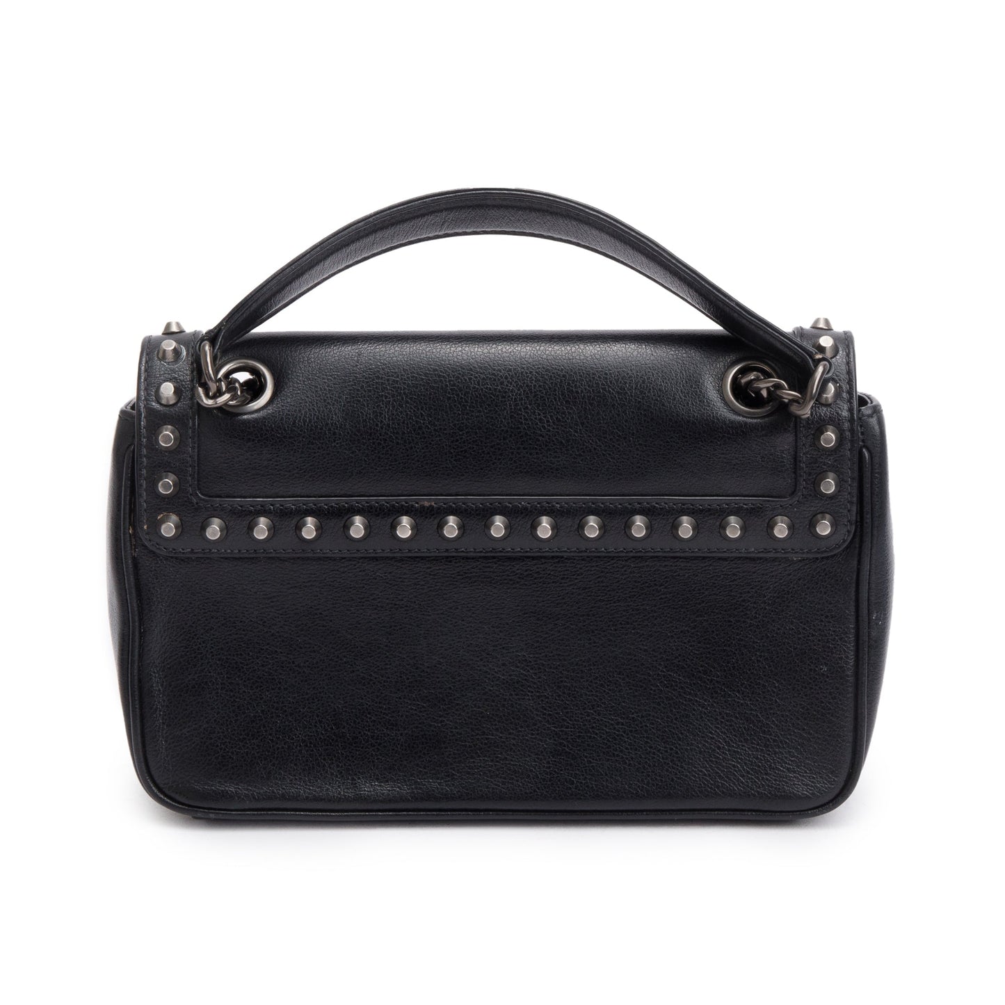 Prada Black Glace Calf Studded Crossbody Bag