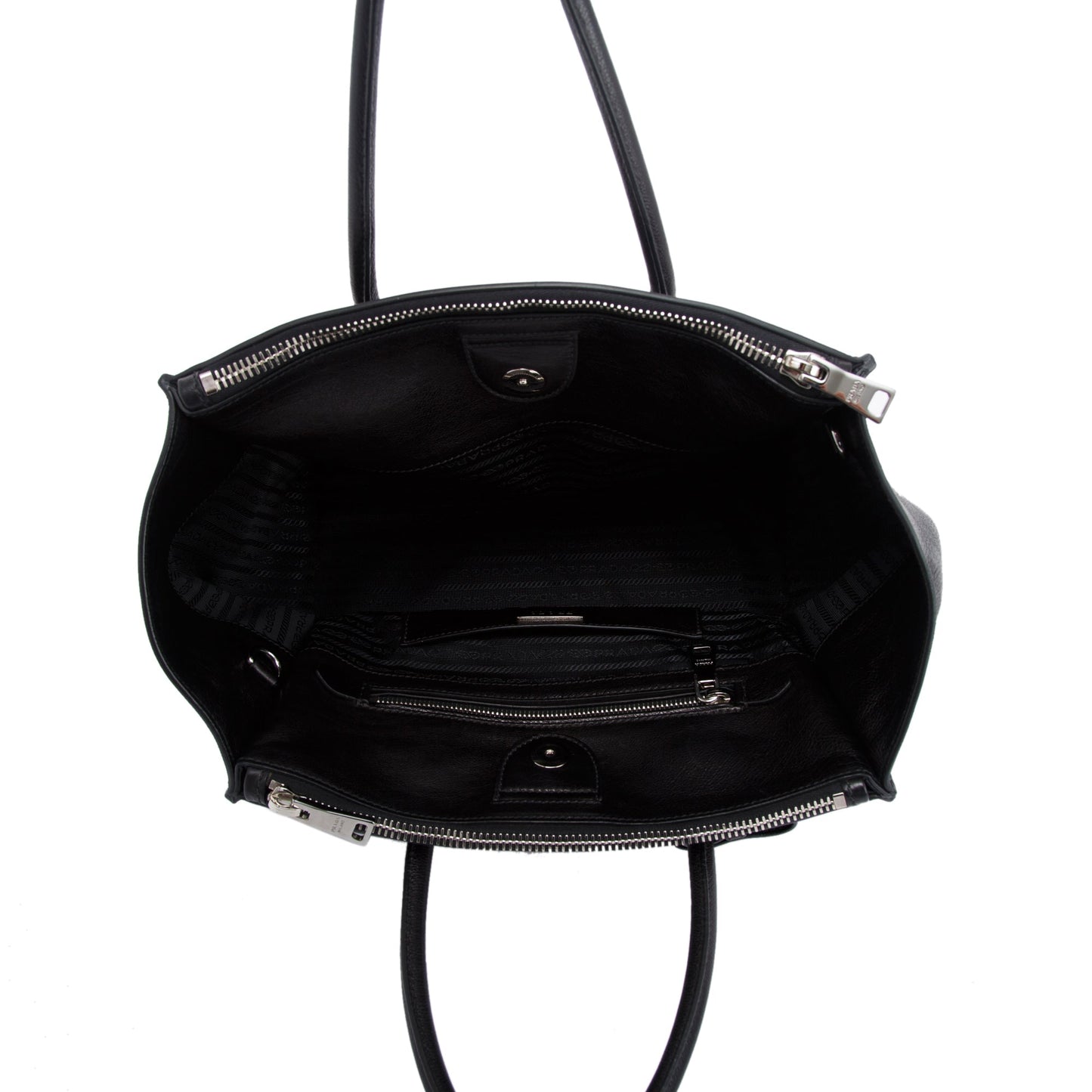 Prada Black Glace Calf Twin Pocket Tote