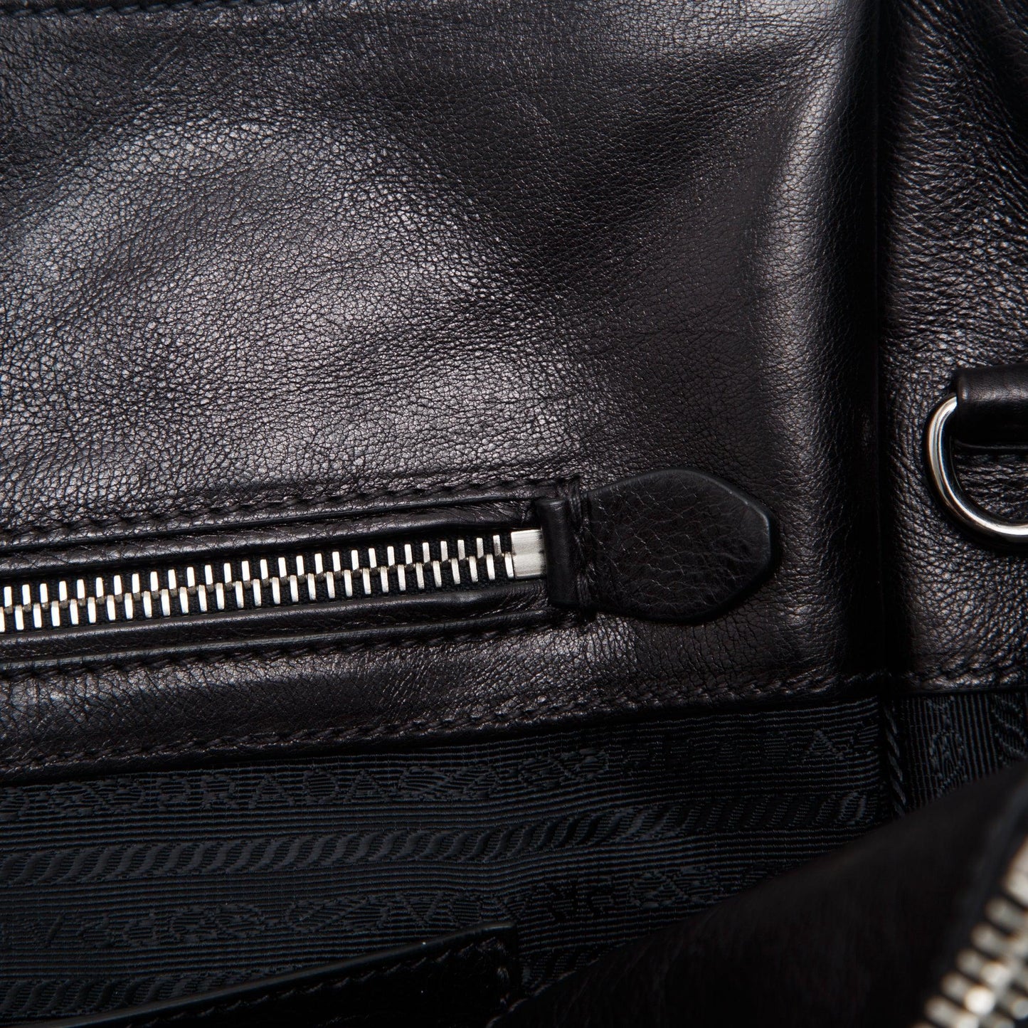 Prada Black Glace Calf Twin Pocket Tote